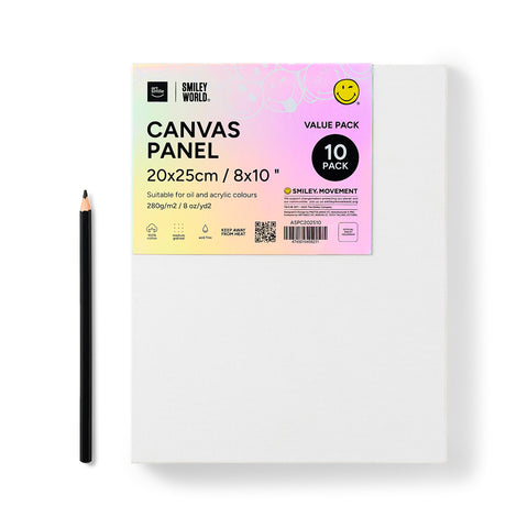 Artsmile & Smiley World® Stretched Canvas Panel, 20x25cm (8x10”), Set of 10