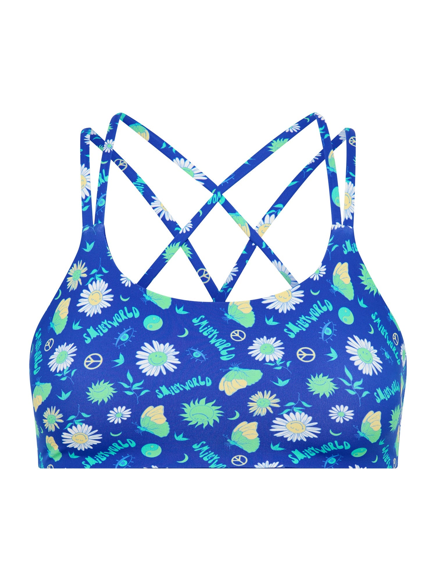 SmileyWorld® | Modibodi Teen Swimwear Reversible Crop Top Boho Botanical Blue