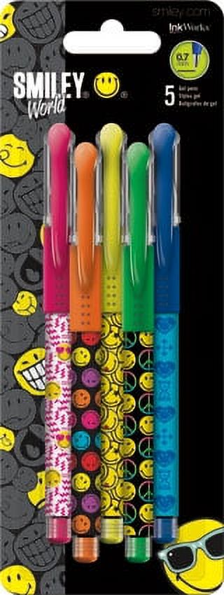 Colored Gel Pens - SmileyWorld - 5pk New Toys Gifts Stationery iw1754