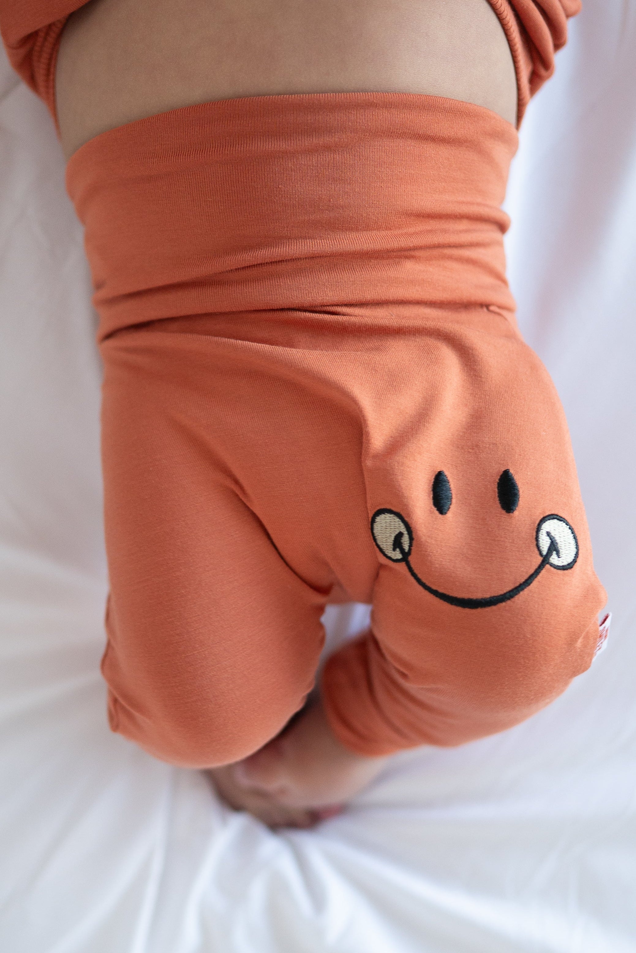 Grow With Me Pant - Mini Smiley® Happy Rust - Luxe Bamboo