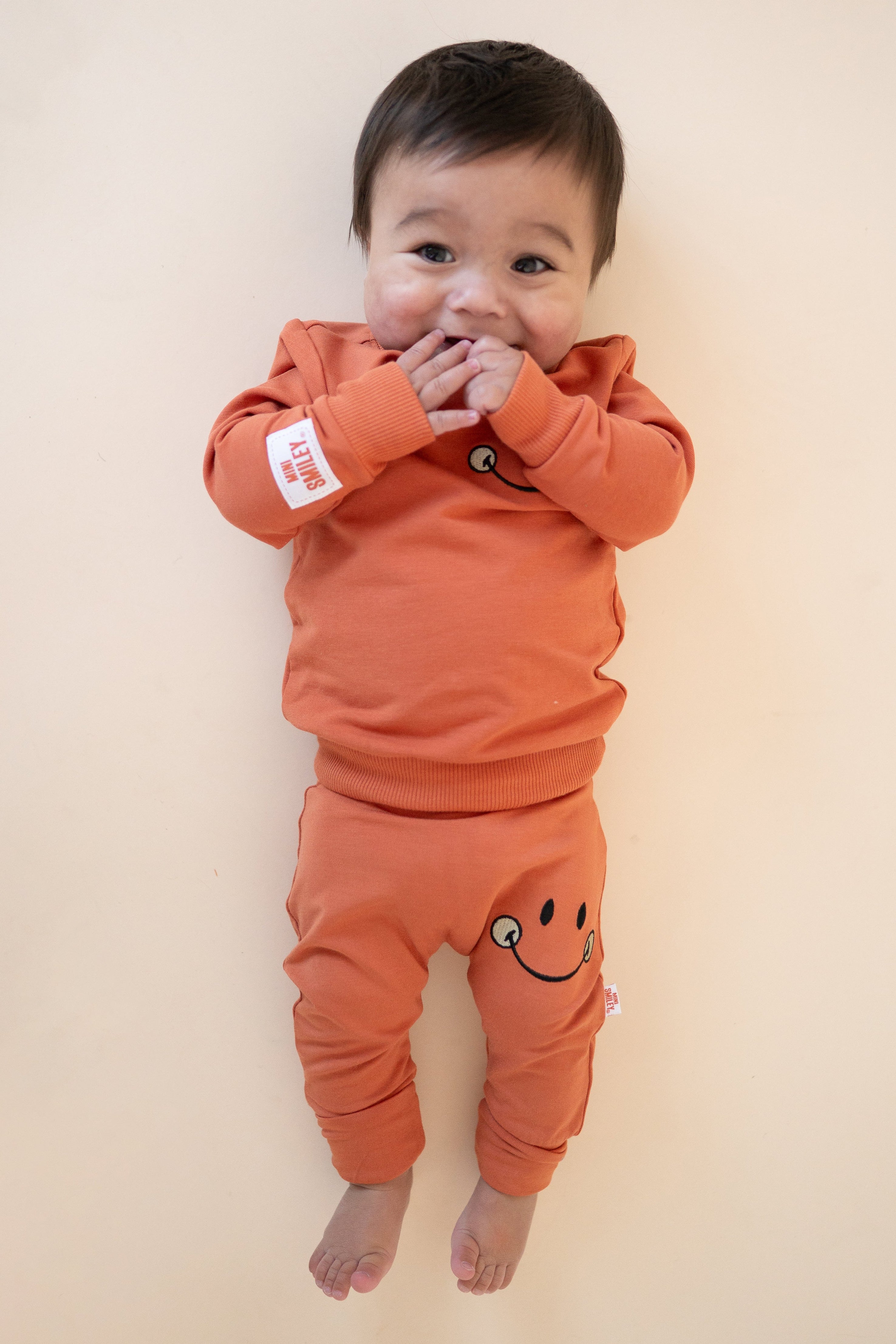 Grow With Me Pant - Mini Smiley® Happy Rust - Luxe Bamboo