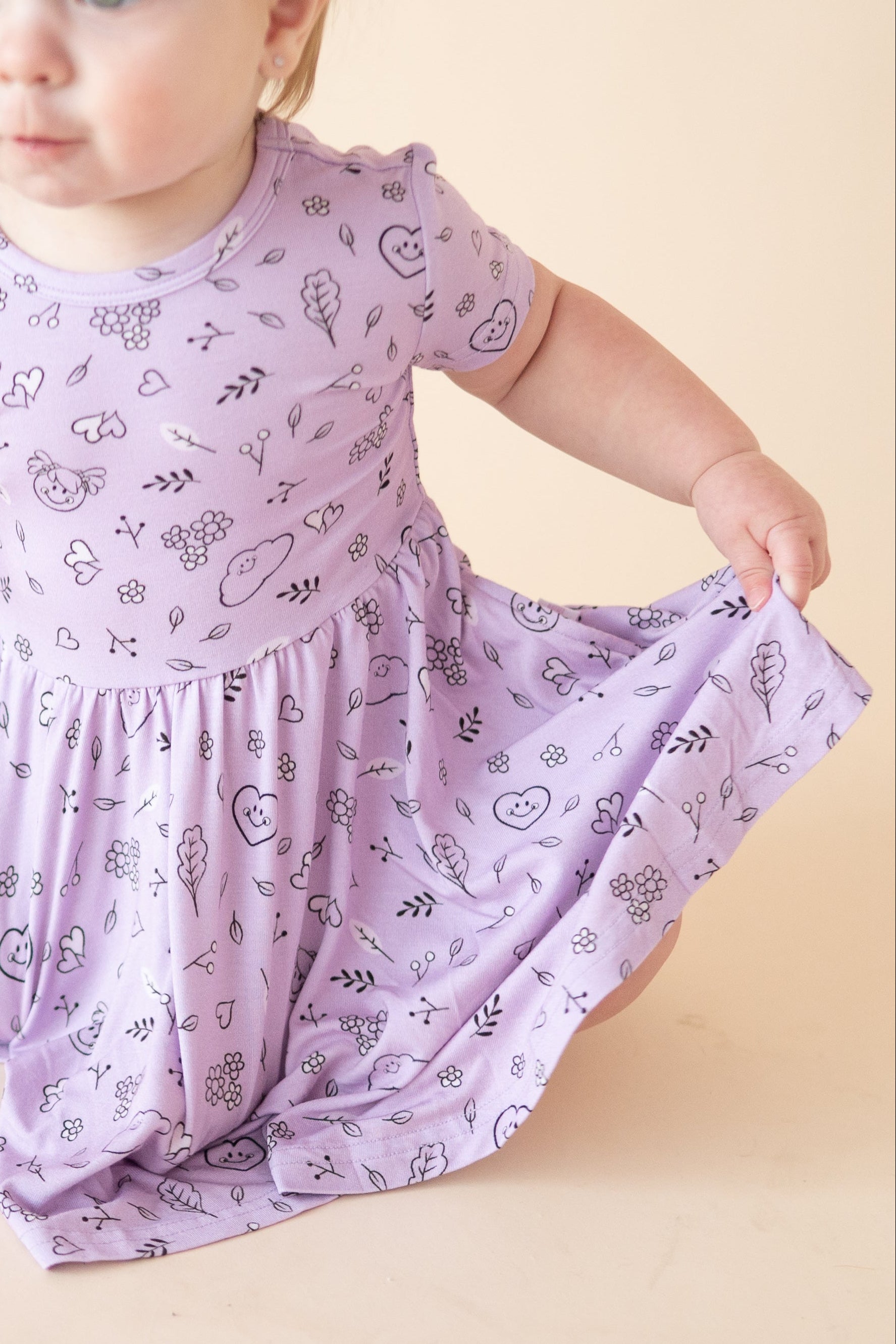 Dress - Mini Smiley® Lilac Doodle - Luxe Bamboo
