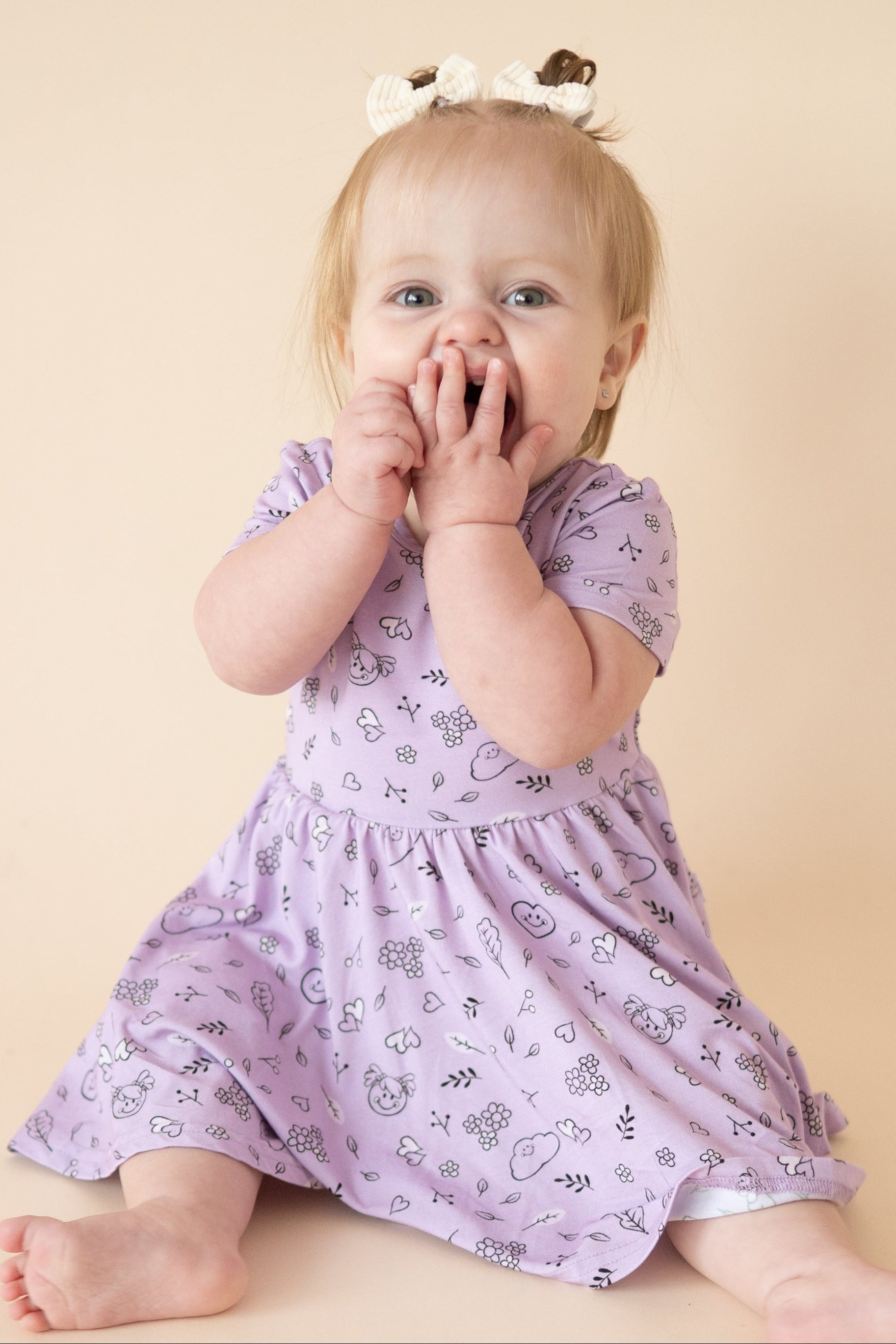 Dress - Mini Smiley® Lilac Doodle - Luxe Bamboo