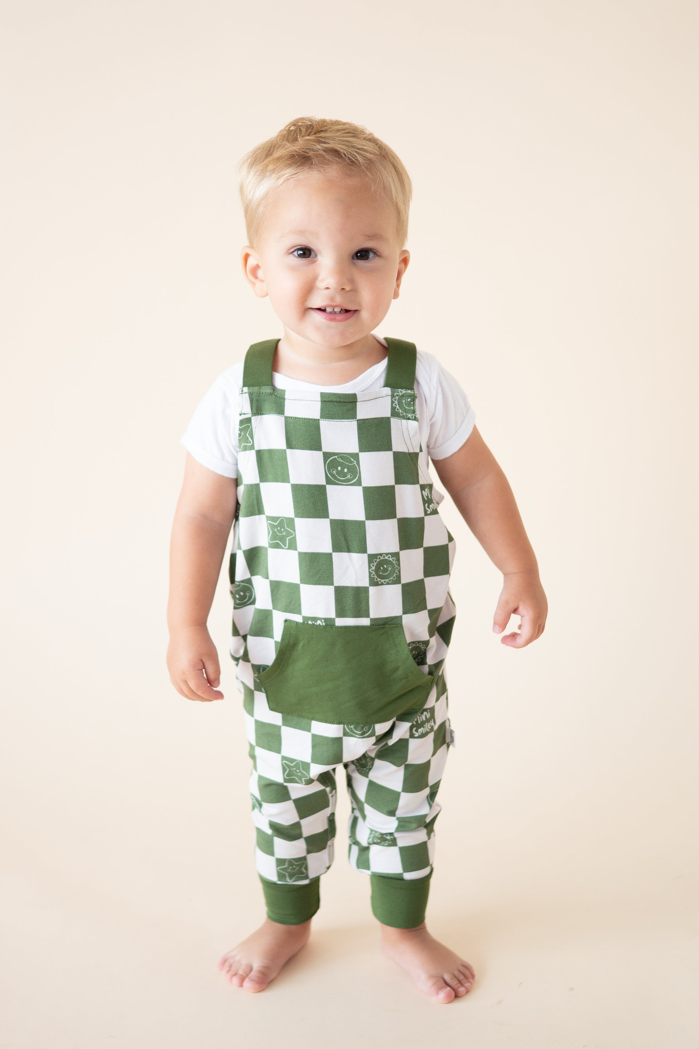 Overalls - Mini Smiley® Check - Luxe Bamboo