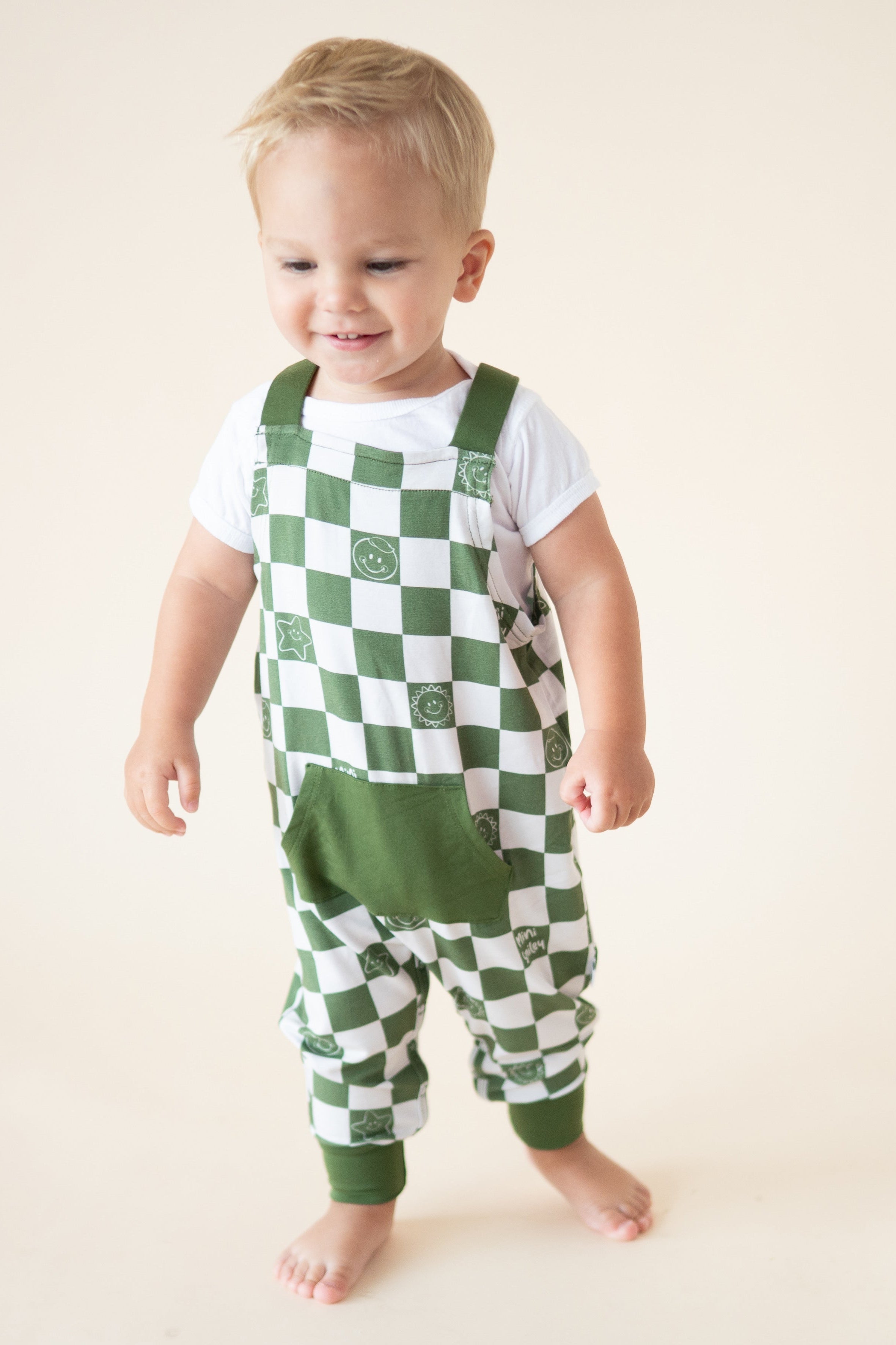 Overalls - Mini Smiley® Check - Luxe Bamboo