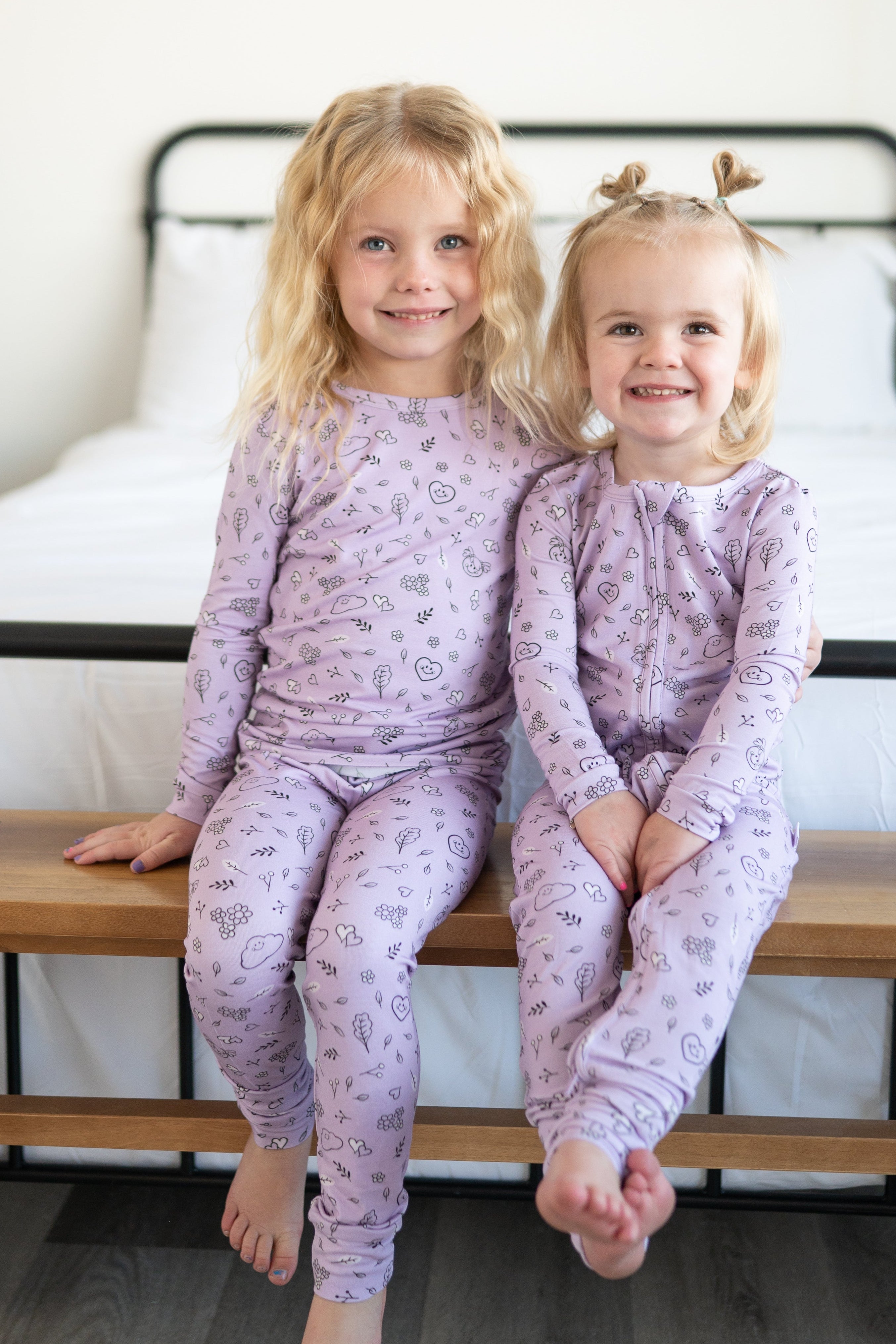 Classic Fit PJ Set - Mini Smiley® Lilac Doodle - Luxe Bamboo