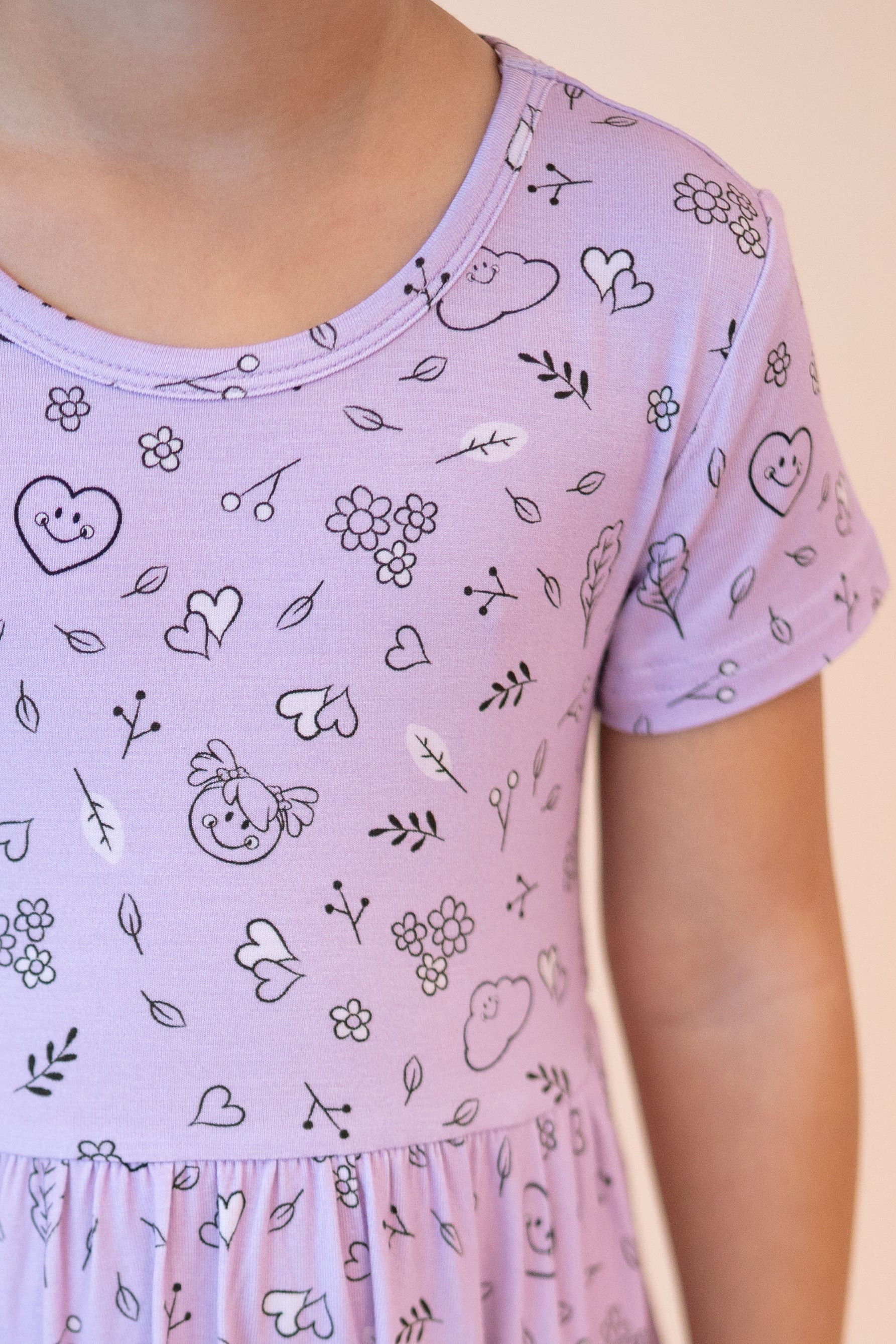 Dress - Mini Smiley® Lilac Doodle - Luxe Bamboo