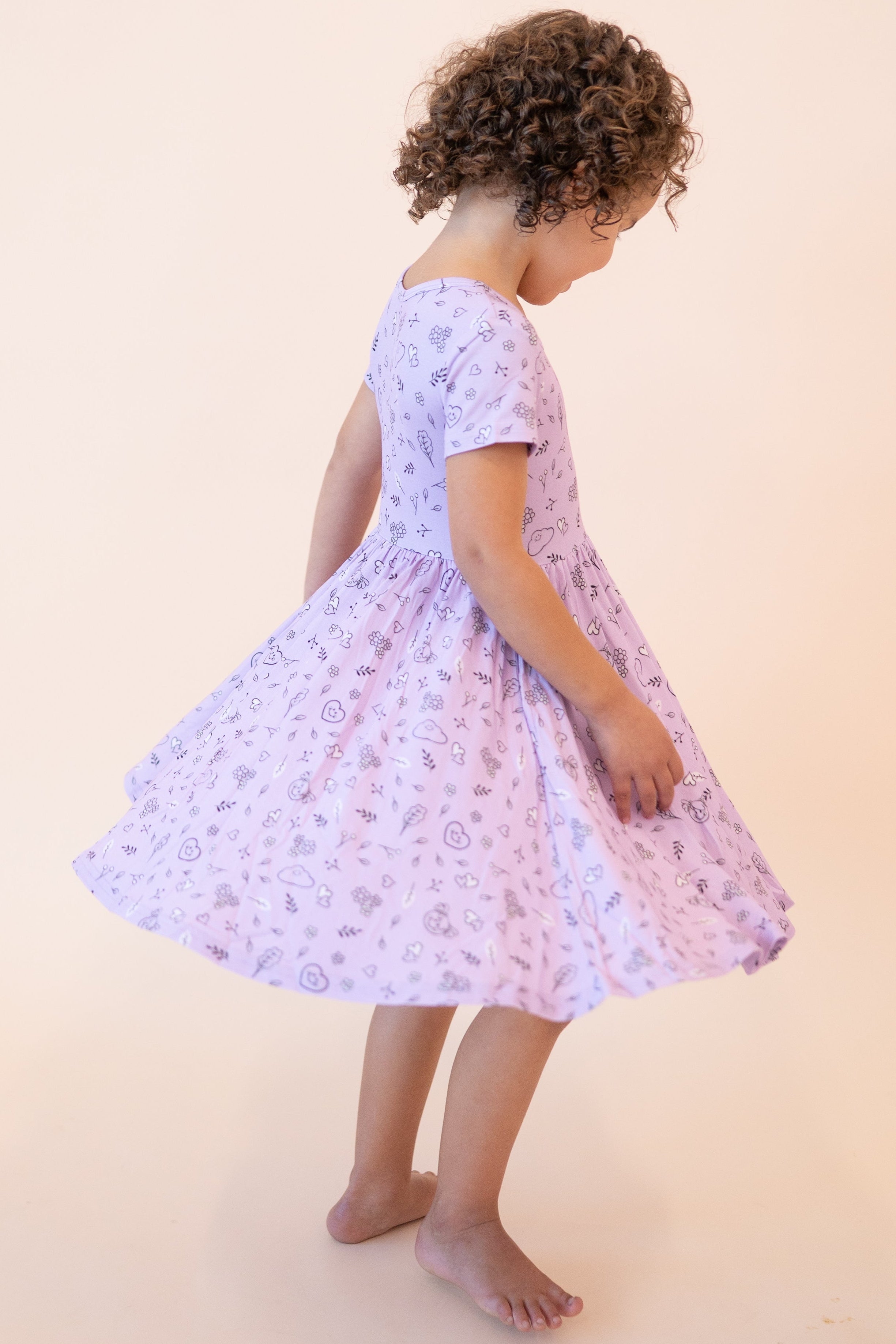 Dress - Mini Smiley® Lilac Doodle - Luxe Bamboo
