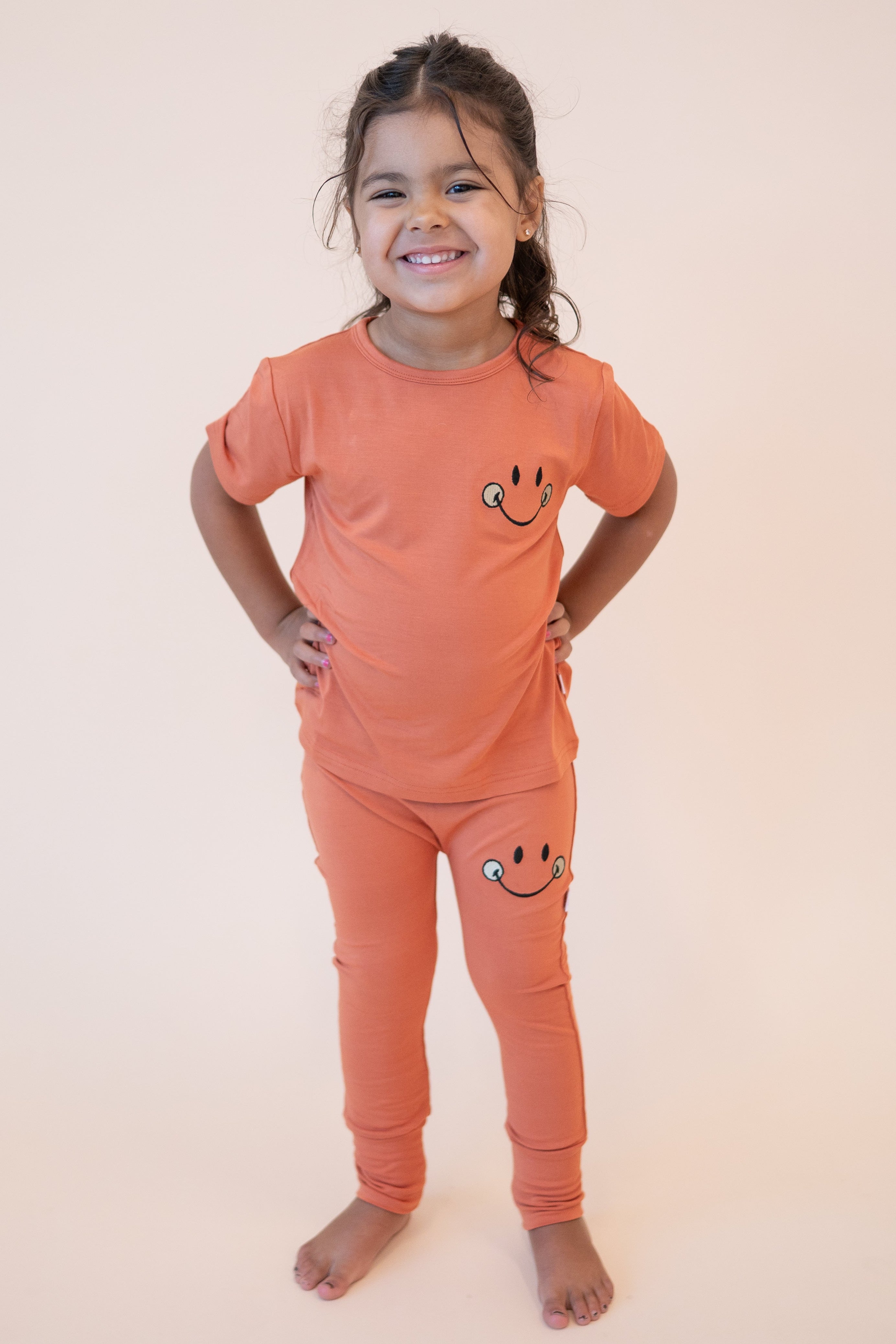 Grow With Me Pant - Mini Smiley® Happy Rust - Luxe Bamboo