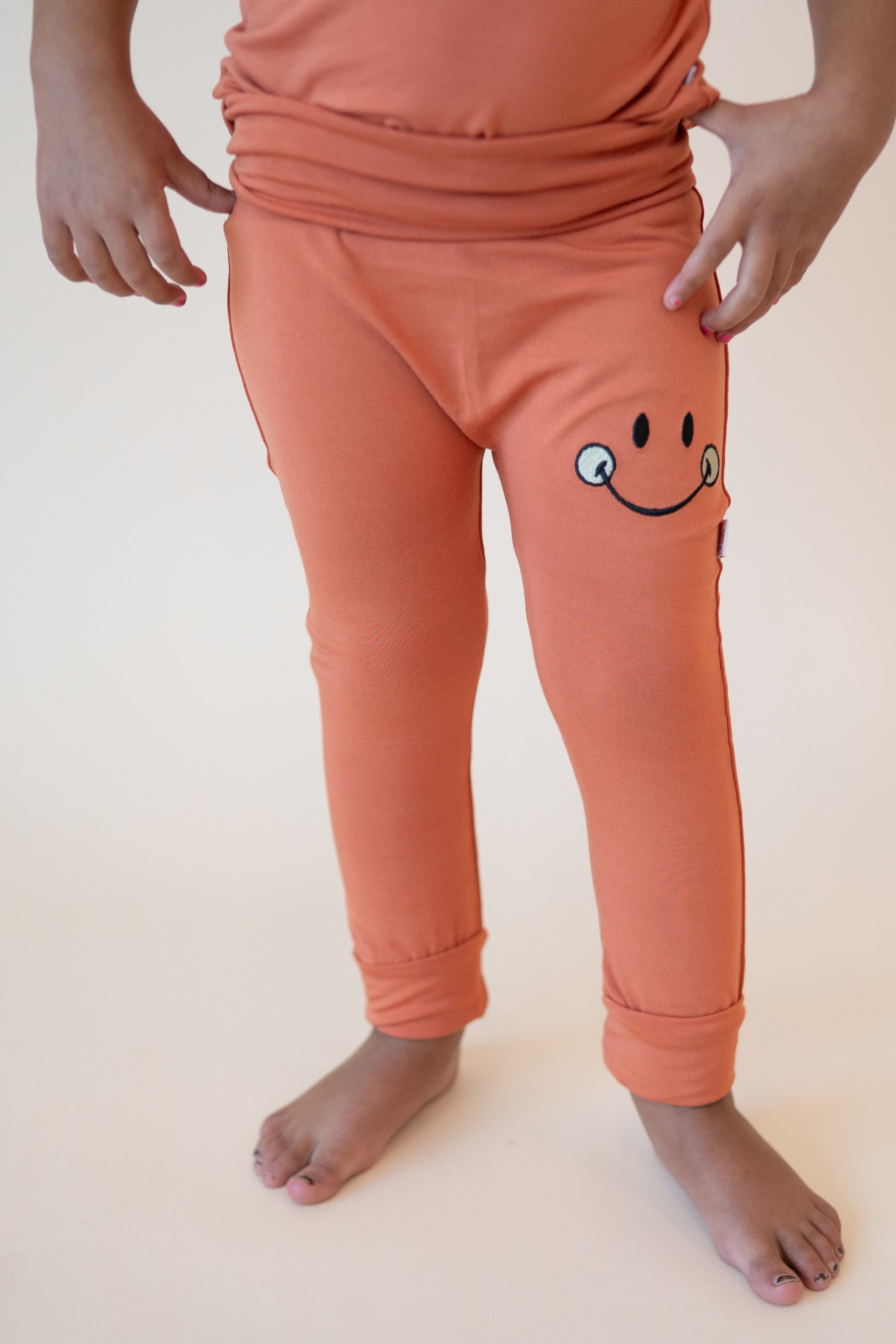 Grow With Me Pant - Mini Smiley® Happy Rust - Luxe Bamboo