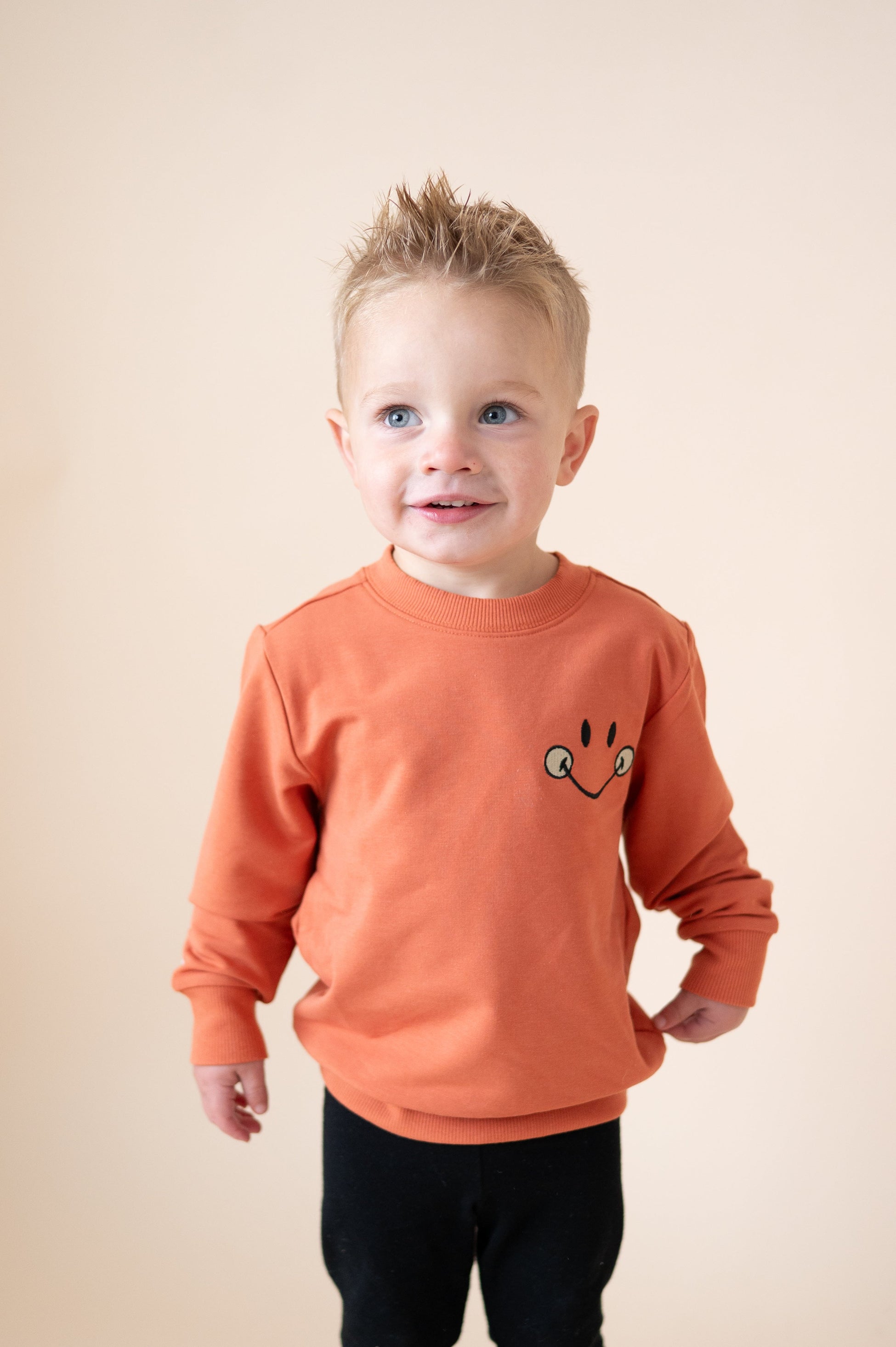 Crewneck - Mini Smiley® Happy Rust - Luxe Bamboo Cotton French Terry ...