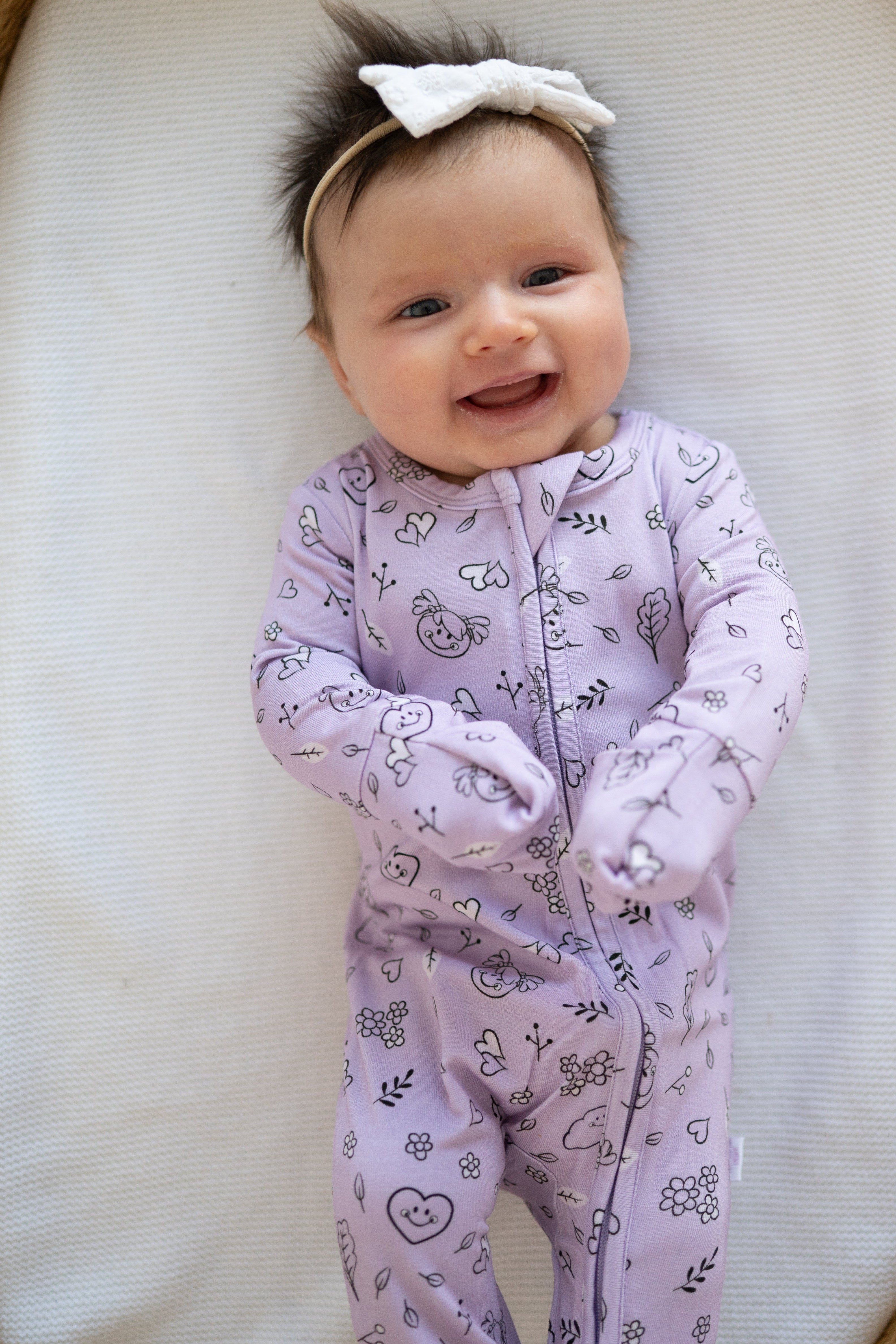 Flexi-Fit Zip PJ - Mini Smiley® Lilac Doodle - Luxe Bamboo