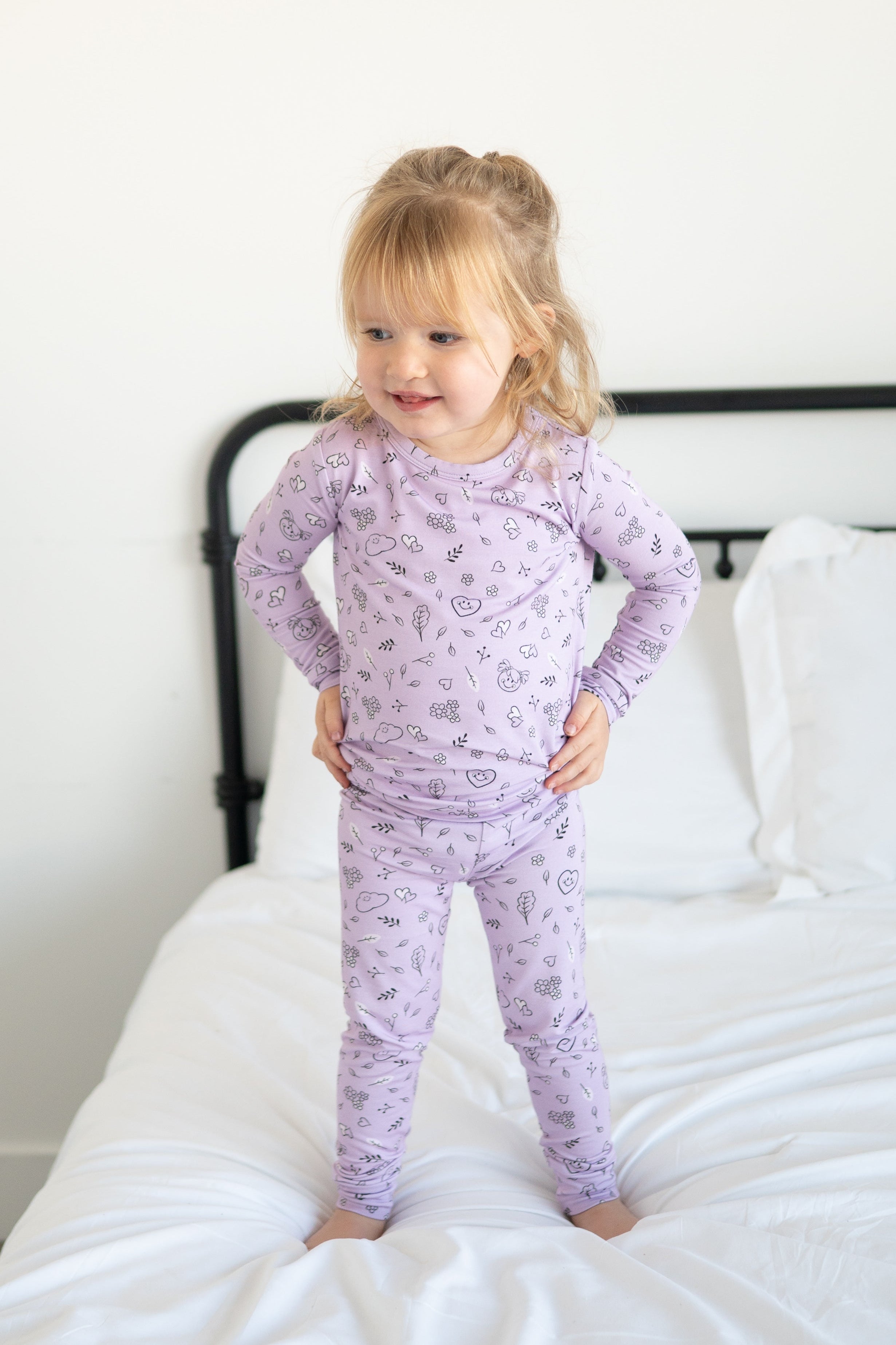 Classic Fit PJ Set - Mini Smiley® Lilac Doodle - Luxe Bamboo
