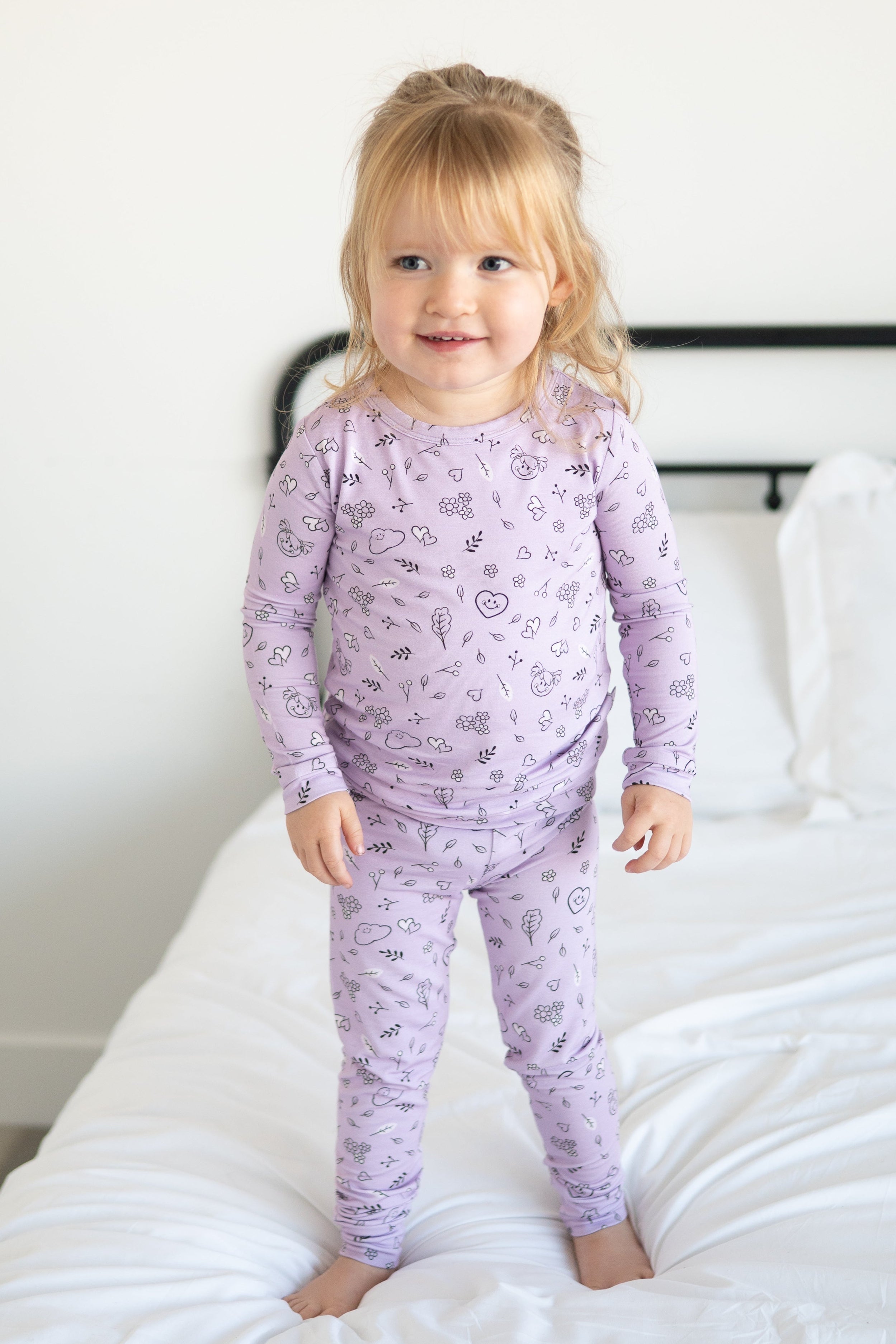 Classic Fit PJ Set - Mini Smiley® Lilac Doodle - Luxe Bamboo