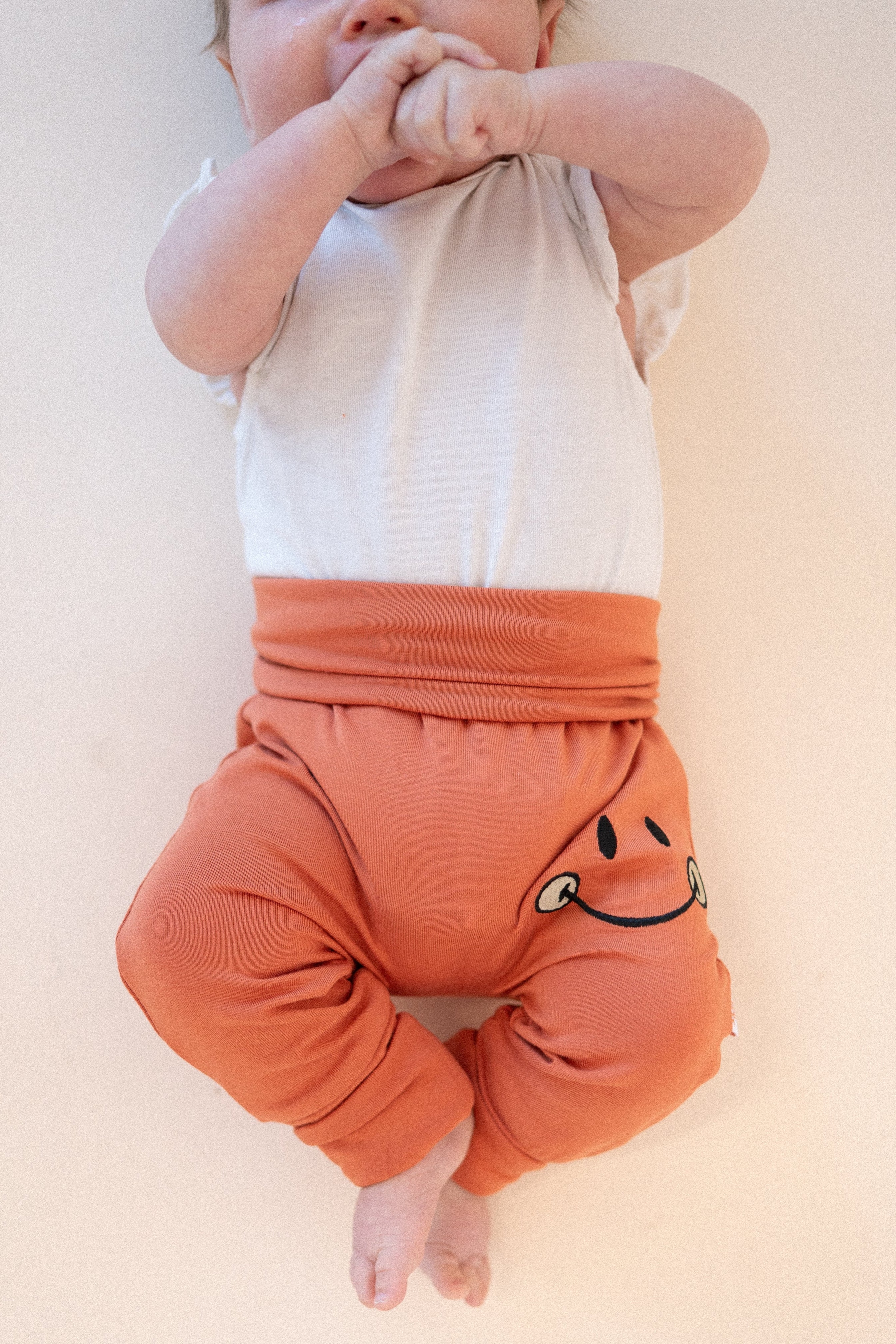 Grow With Me Pant - Mini Smiley® Happy Rust - Luxe Bamboo