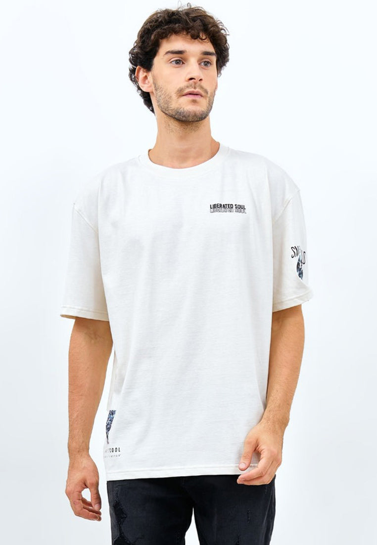 T-Shirt Smiley Oversize Material Single Jersey Warna Putih - Buckley