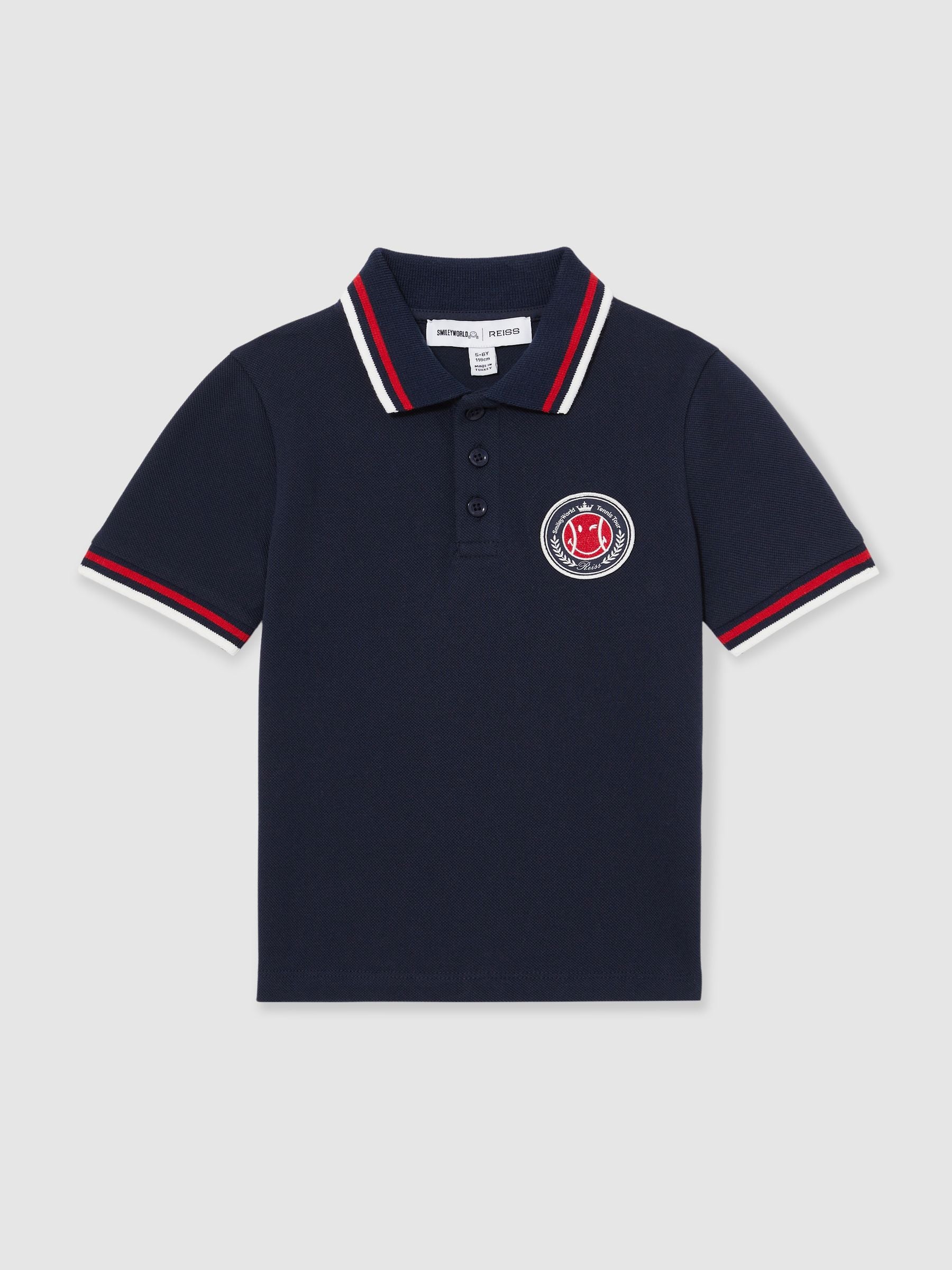 SmileyWorld | Reiss Piqué Polo Shirt in Navy