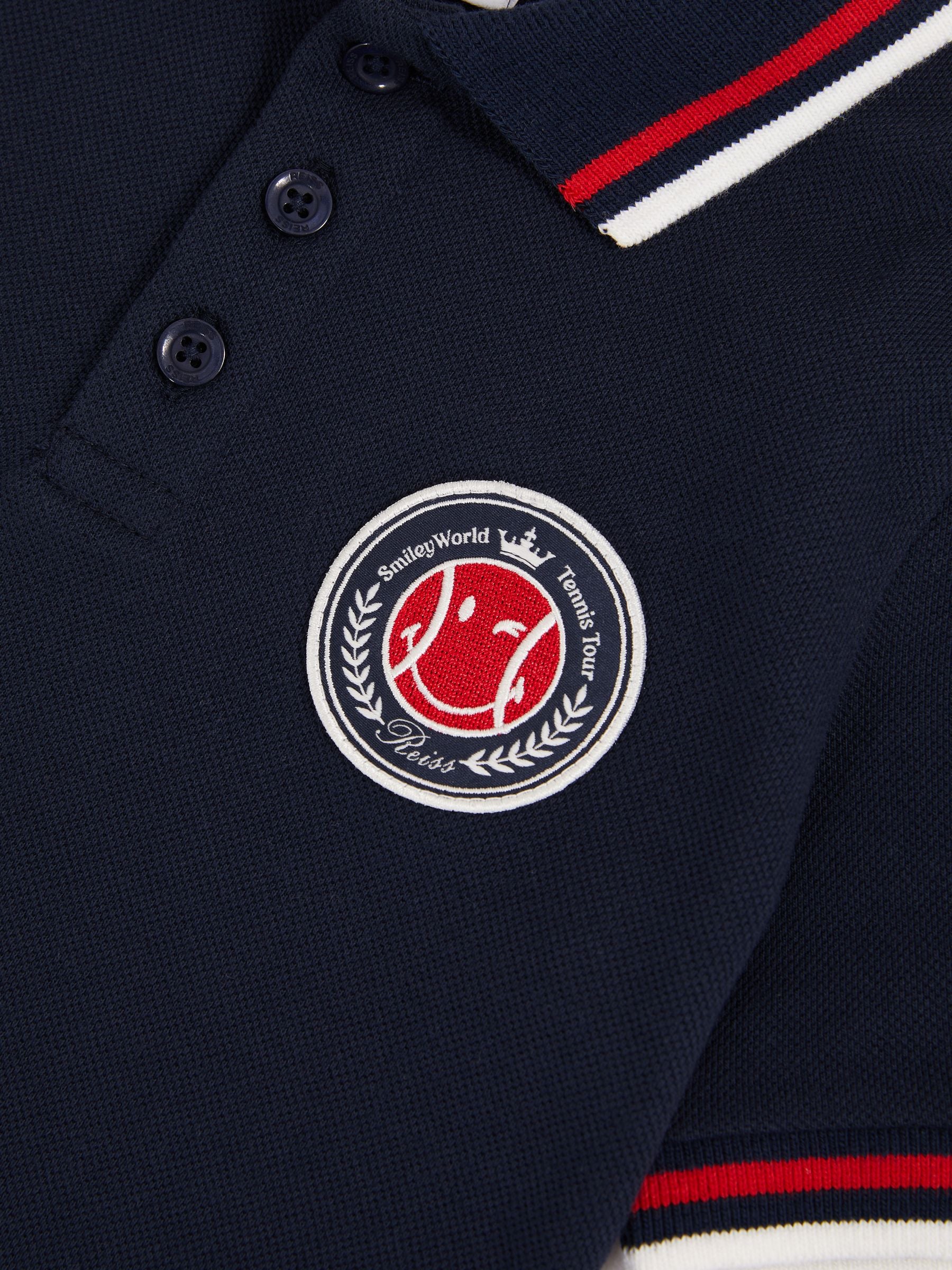 SmileyWorld | Reiss Piqué Polo Shirt in Navy