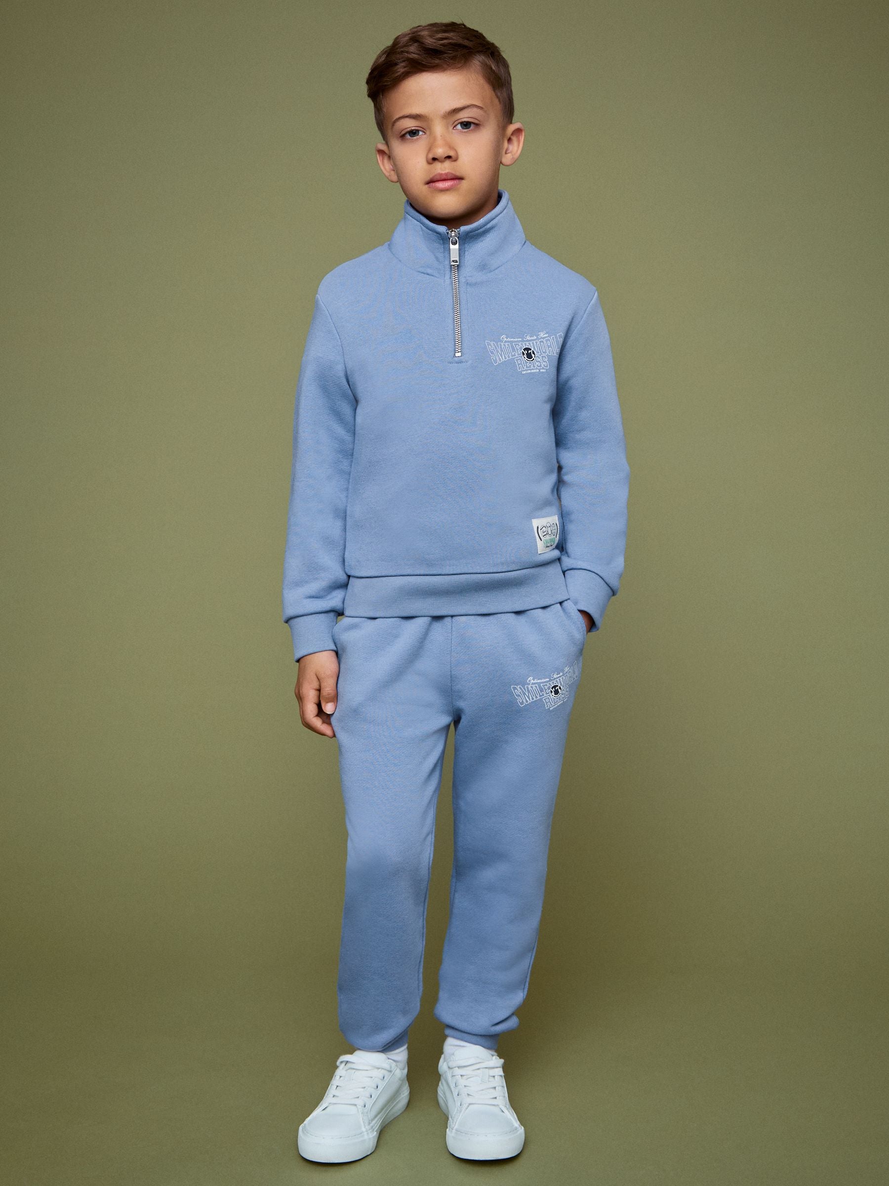 SmileyWorld | Reiss Half-Zip Sweatshirt Unisex Fit in Blue