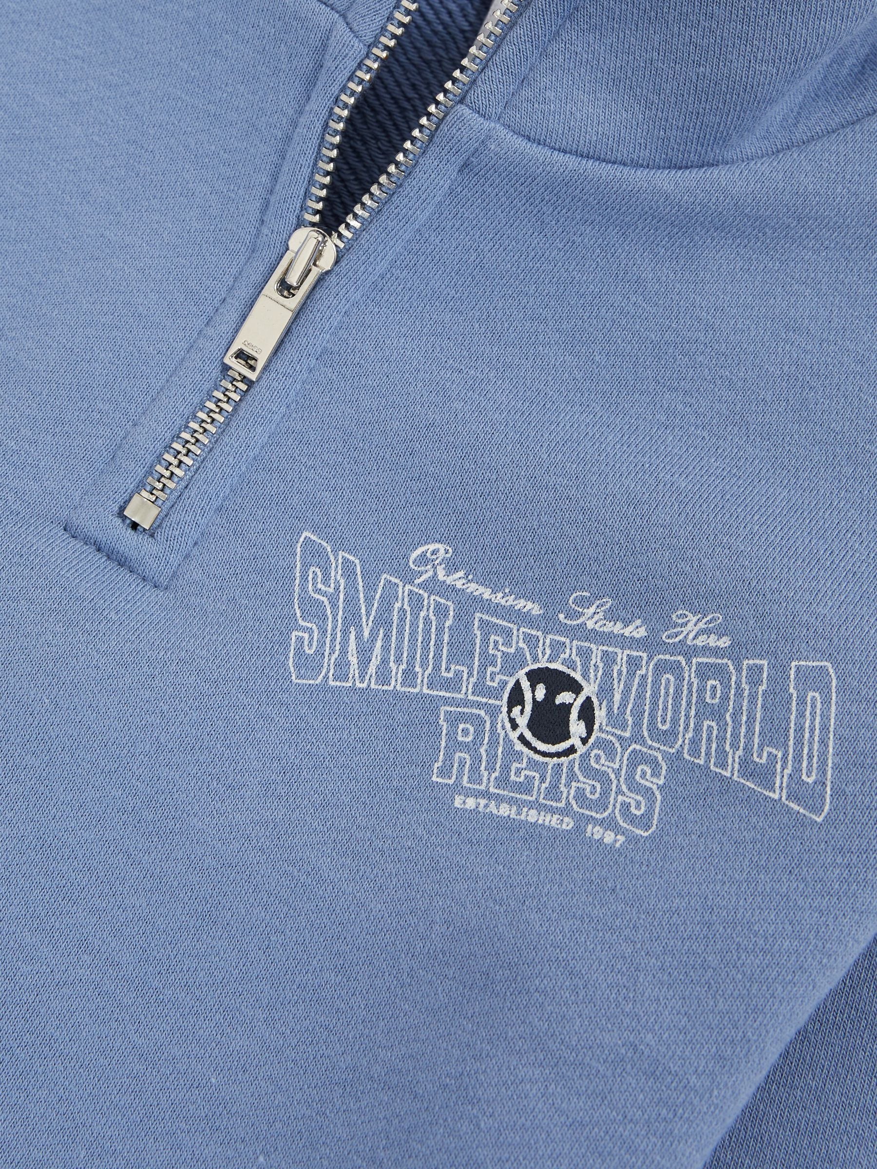 SmileyWorld | Reiss Half-Zip Sweatshirt Unisex Fit in Blue
