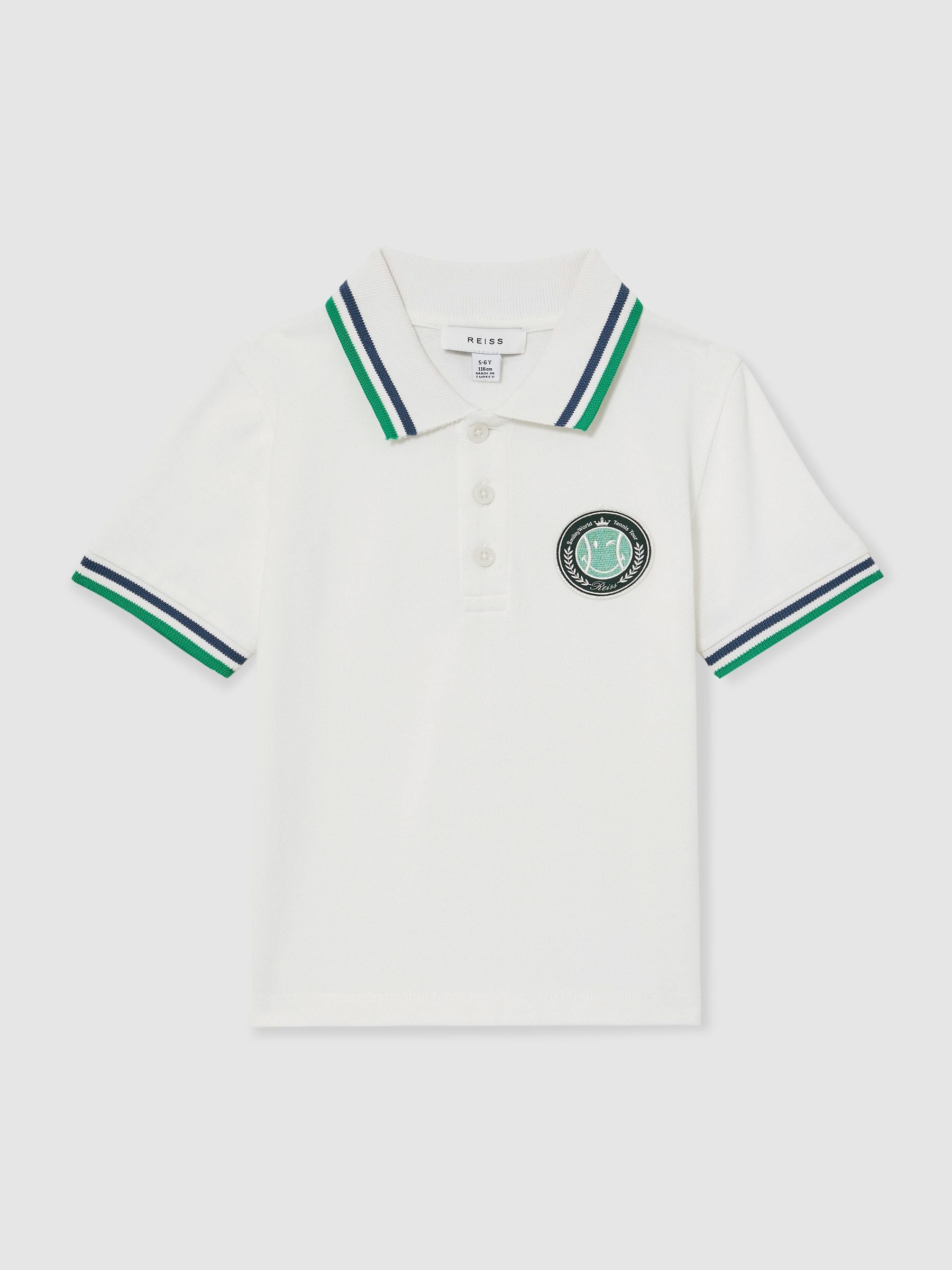 SmileyWorld | Reiss Piqué Polo Shirt in White