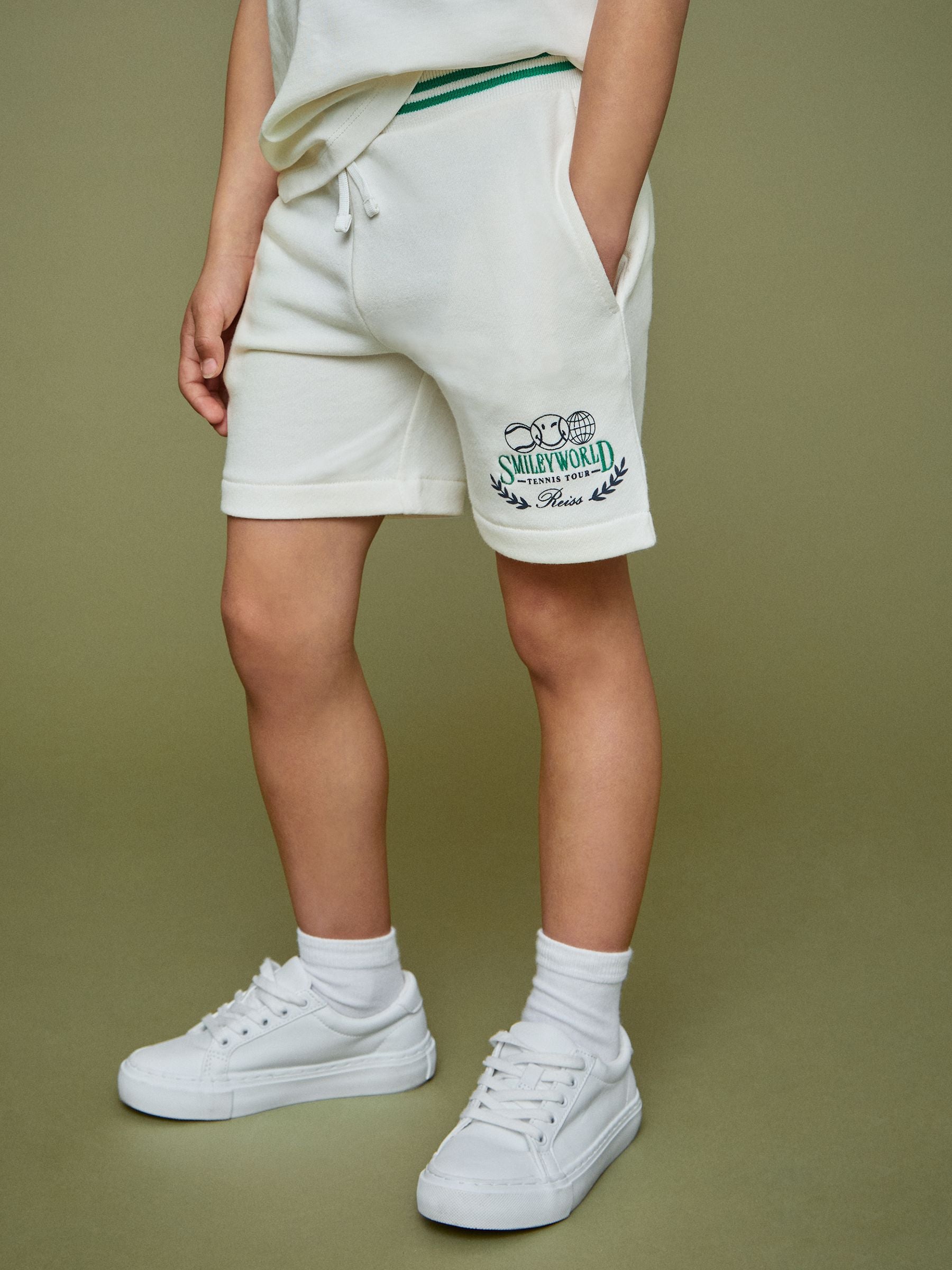 SmileyWorld | Reiss Drawstring Shorts Unisex Fit in White