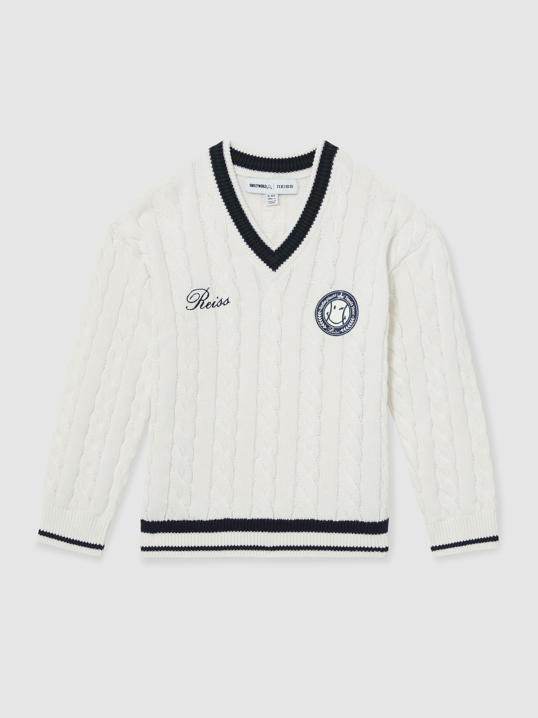 SmileyWorld | Reiss Cable-Knit Jumper Unisex Fit in Off White