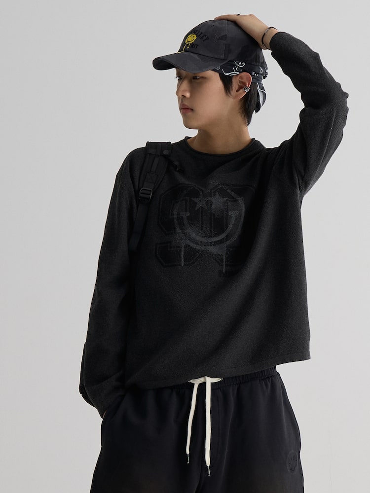 S.W.Smiley Print Pullover - Ash