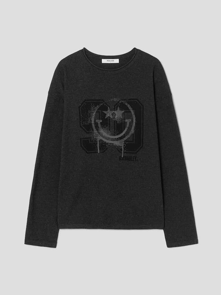 S.W.Smiley Print Pullover - Ash