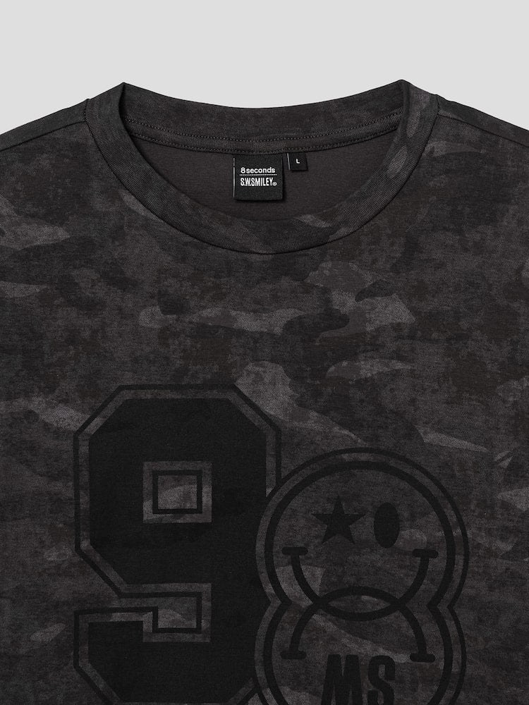 S.W.Smiley Camo Graphic Short Sleeve Tee - Black