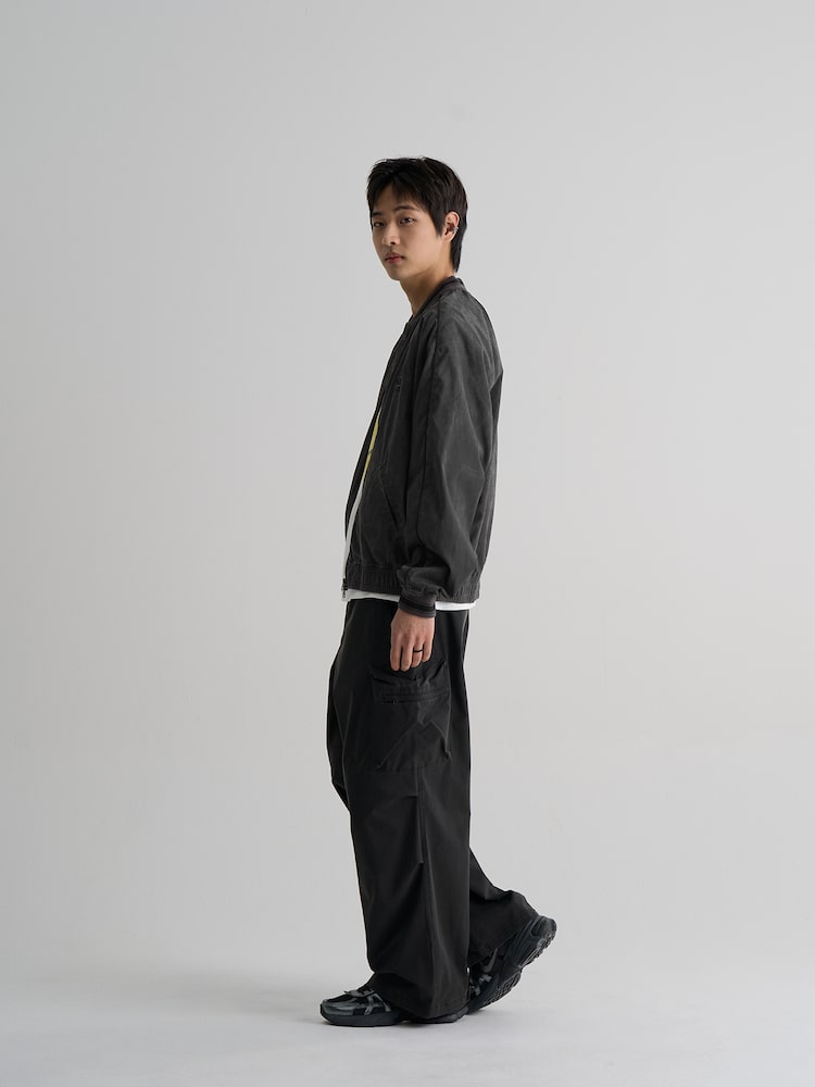 S.W.Smiley Natural Varsity Jacket - Ash