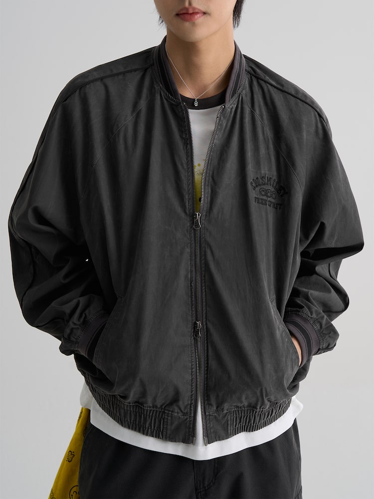 S.W.Smiley Natural Varsity Jacket - Ash