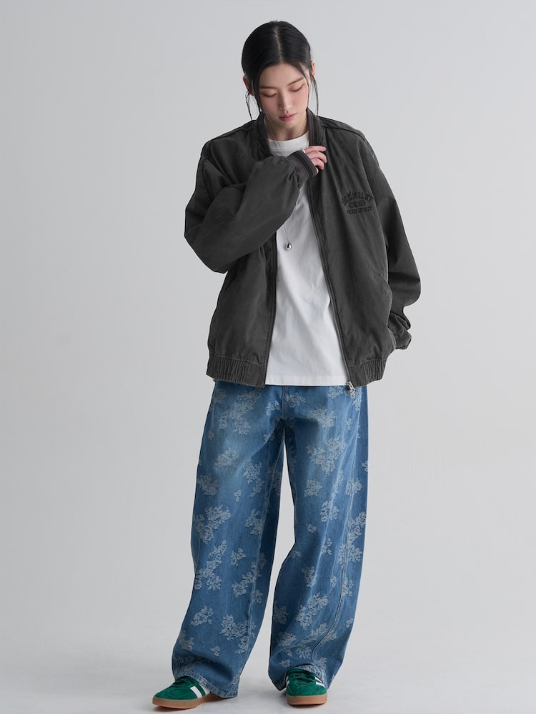 S.W.Smiley Natural Varsity Jacket - Ash