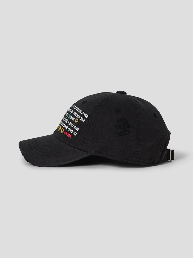 S.W.Smiley Embroidered Letter Cap - Black