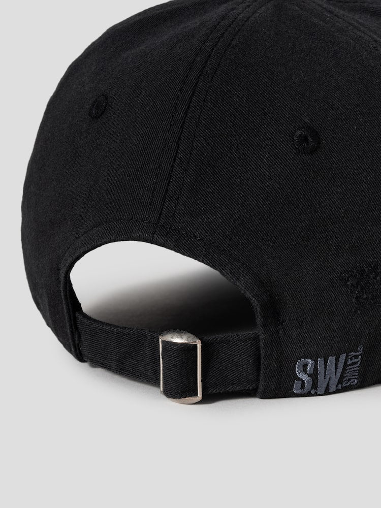S.W.Smiley Embroidered Letter Cap - Black