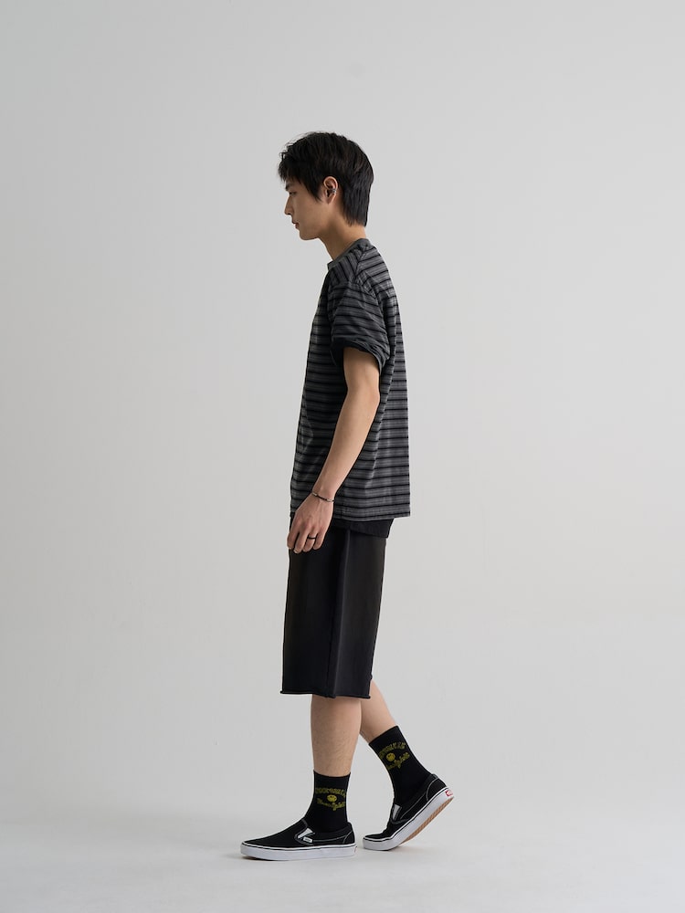 S.W.Smiley Dyed Bermuda Fit Sweatpants - Black