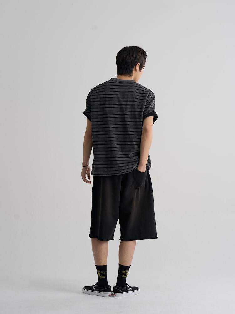 S.W.Smiley Dyed Bermuda Fit Sweatpants - Black