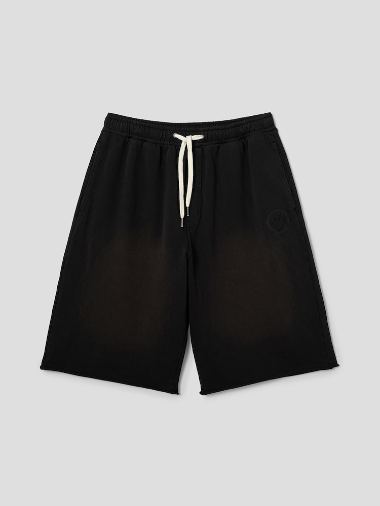 S.W.Smiley Dyed Bermuda Fit Sweatpants - Black