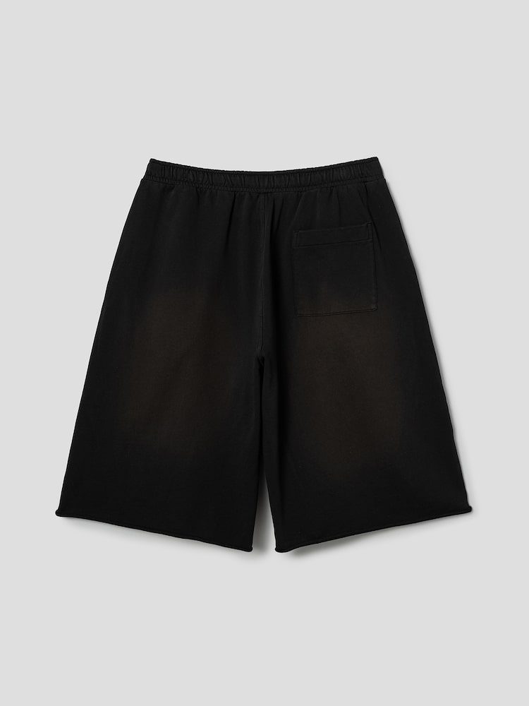 S.W.Smiley Dyed Bermuda Fit Sweatpants - Black