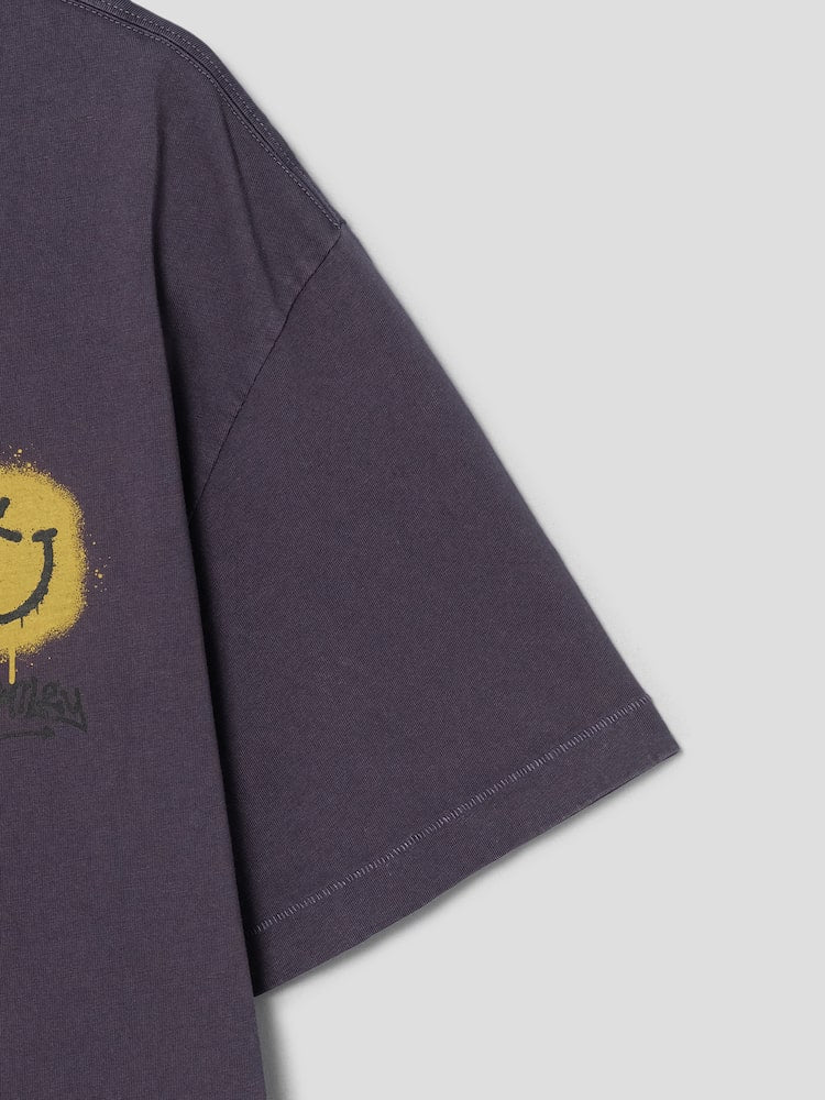 S.W.Smiley Garment-Dyed Short-Sleeve Tee - Purple