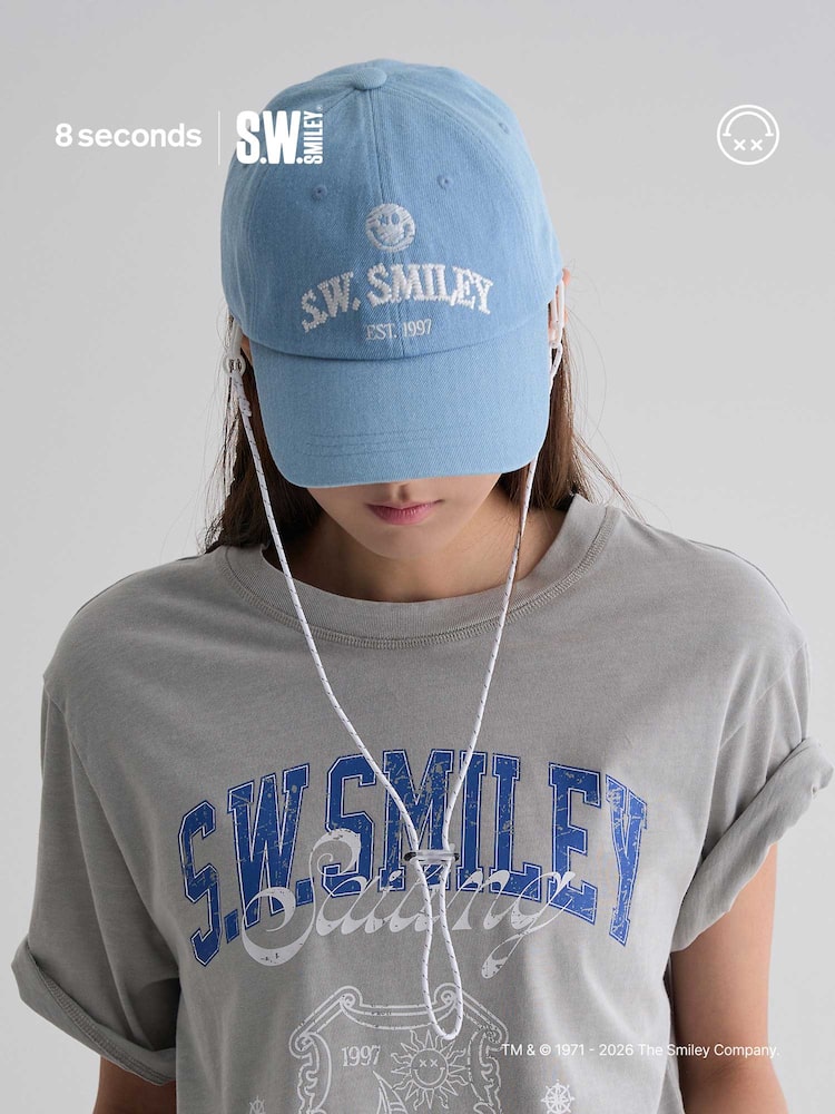 S.W.SMILEY® Embroidered Logo Ball Cap - Light Blue