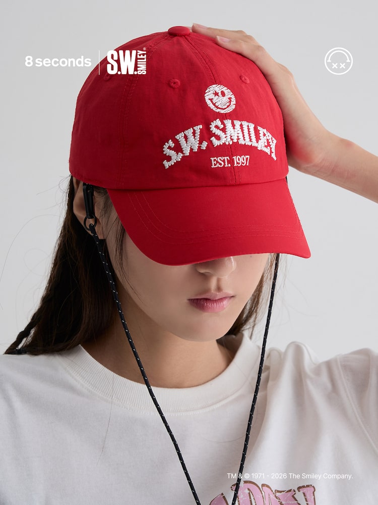 S.W.SMILEY® Embroidered Logo Ball Cap - Red