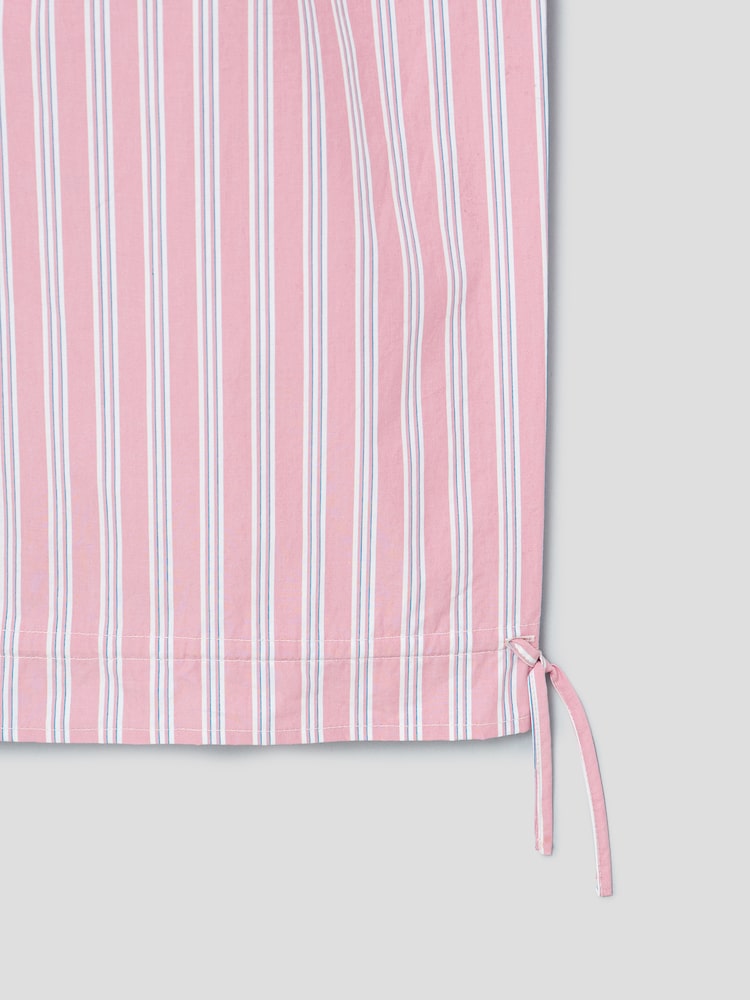 S.W.SMILEY® Embroidered Stripe Elastic Pants - Light Pink