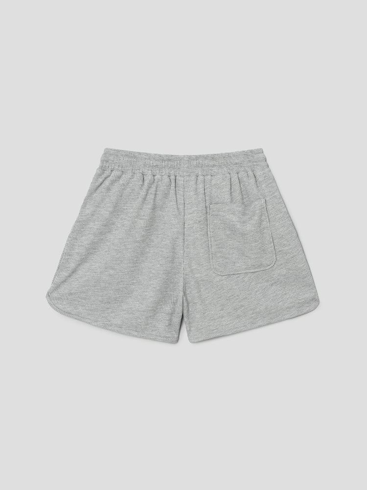 S.W.SMILEY® Waffle Fabric Embroidered Jersey Shorts - Grey