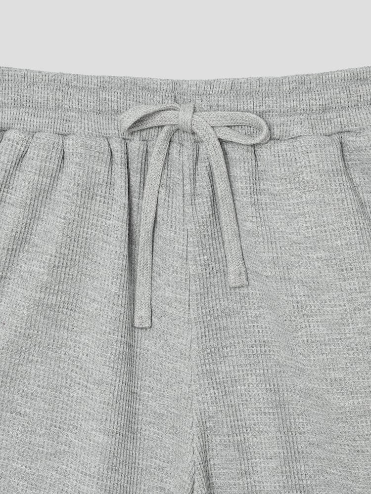S.W.SMILEY® Waffle Fabric Embroidered Jersey Shorts - Grey