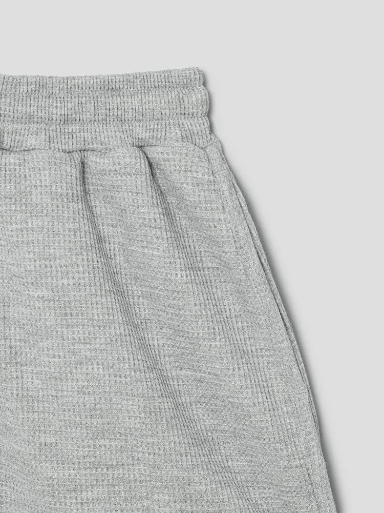 S.W.SMILEY® Waffle Fabric Embroidered Jersey Shorts - Grey