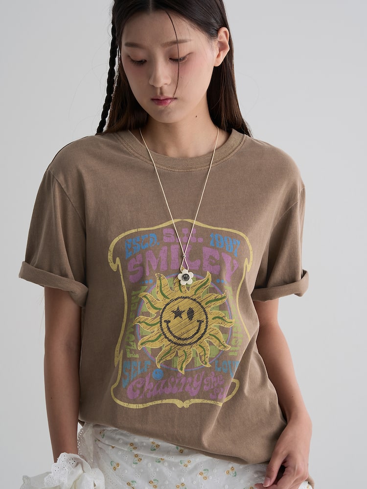 S.W.SMILEY® Relaxed Fit Graphic T-shirt - Brown