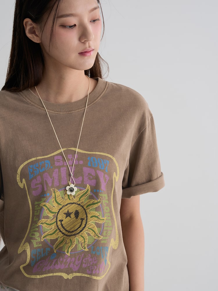 S.W.SMILEY® Relaxed Fit Graphic T-shirt - Brown