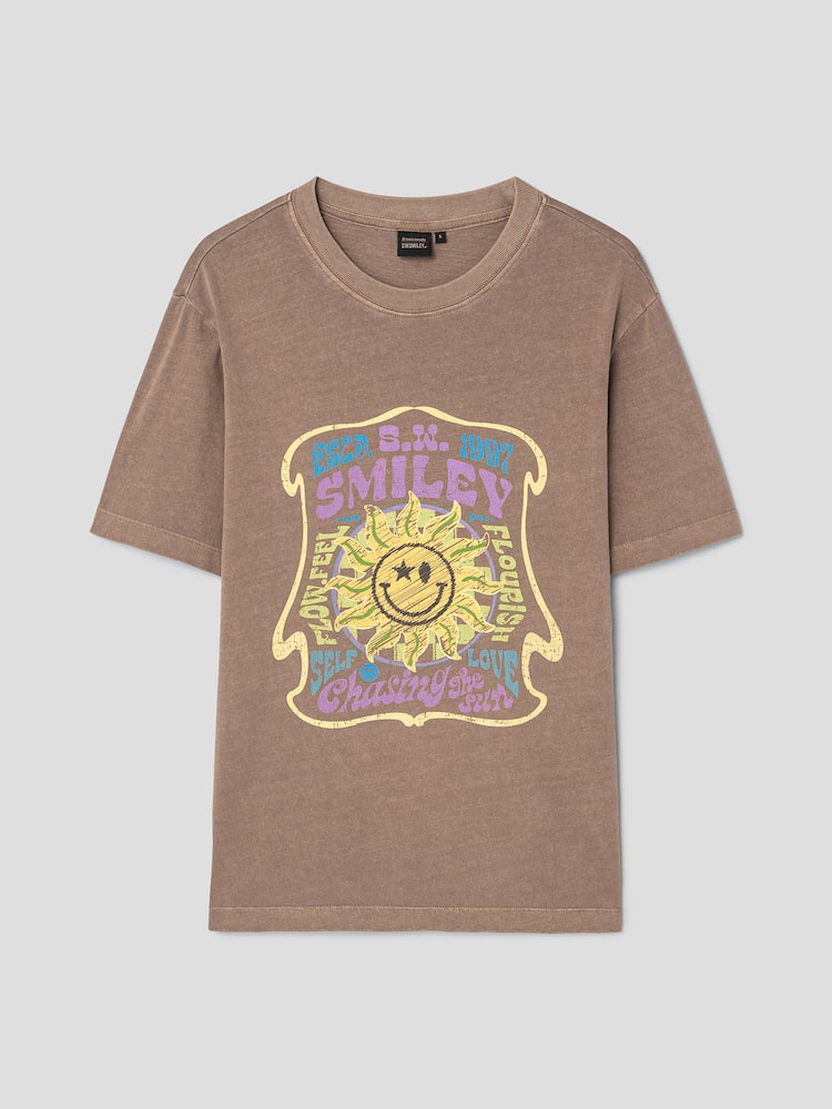 S.W.SMILEY® Relaxed Fit Graphic T-shirt - Brown