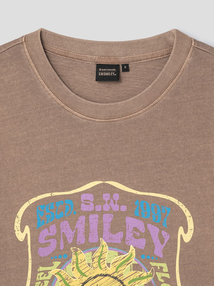 S.W.SMILEY® Relaxed Fit Graphic T-shirt - Brown